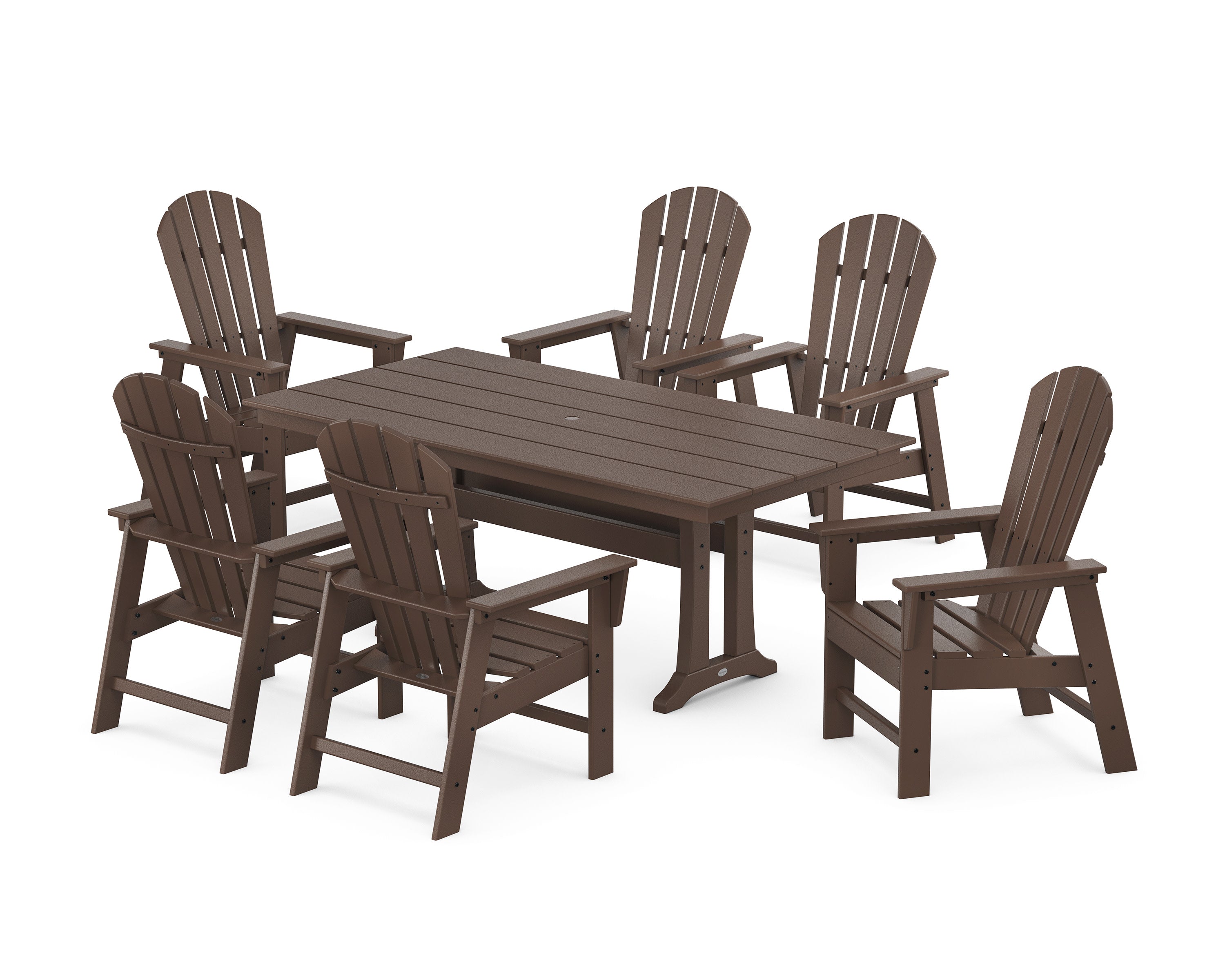 South Beach 7-Piece Farmhouse Dining Set with Trestle Legs in Mahogany