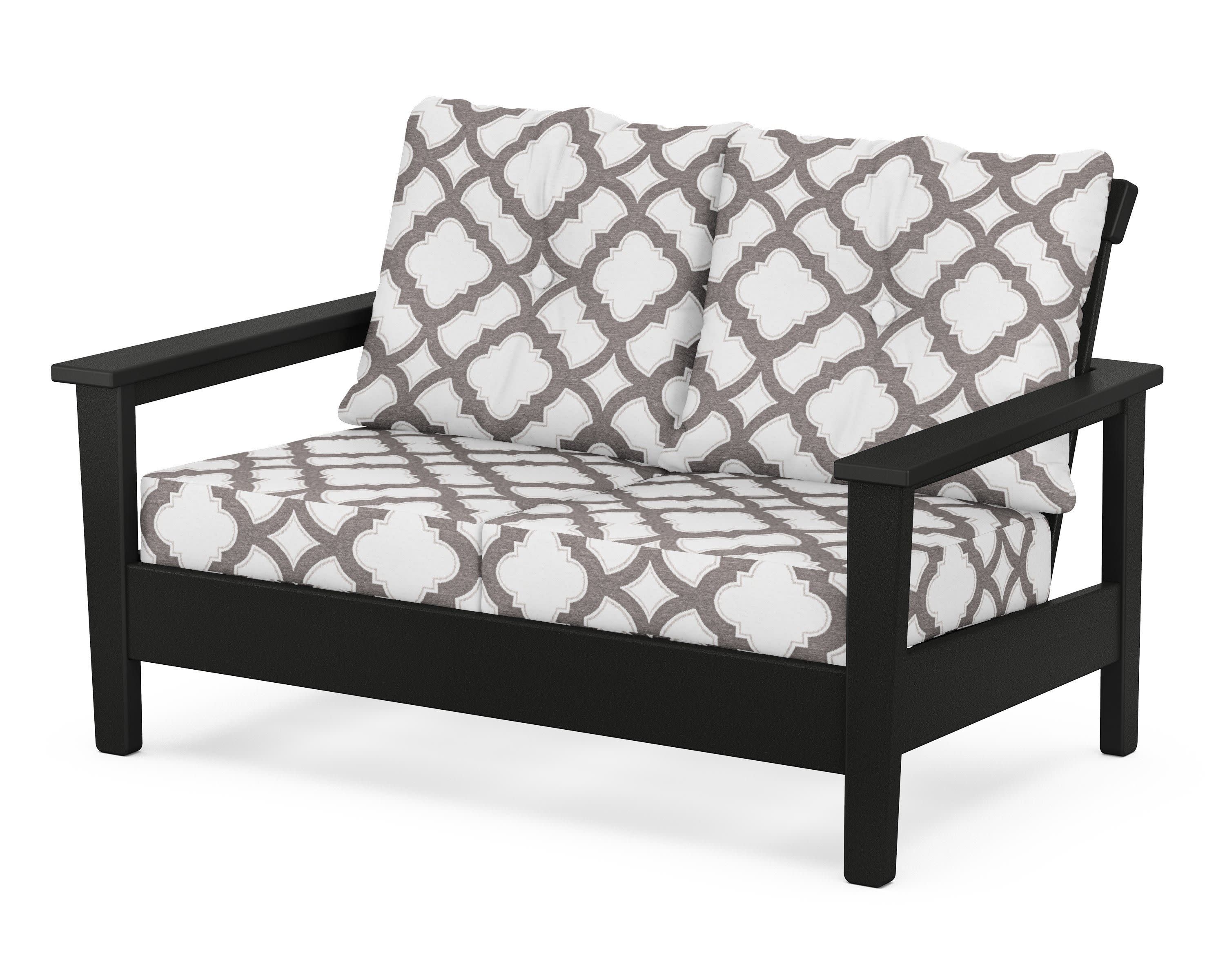 Prescott Deep Seating Loveseat in Black / Trellis Grey Mist