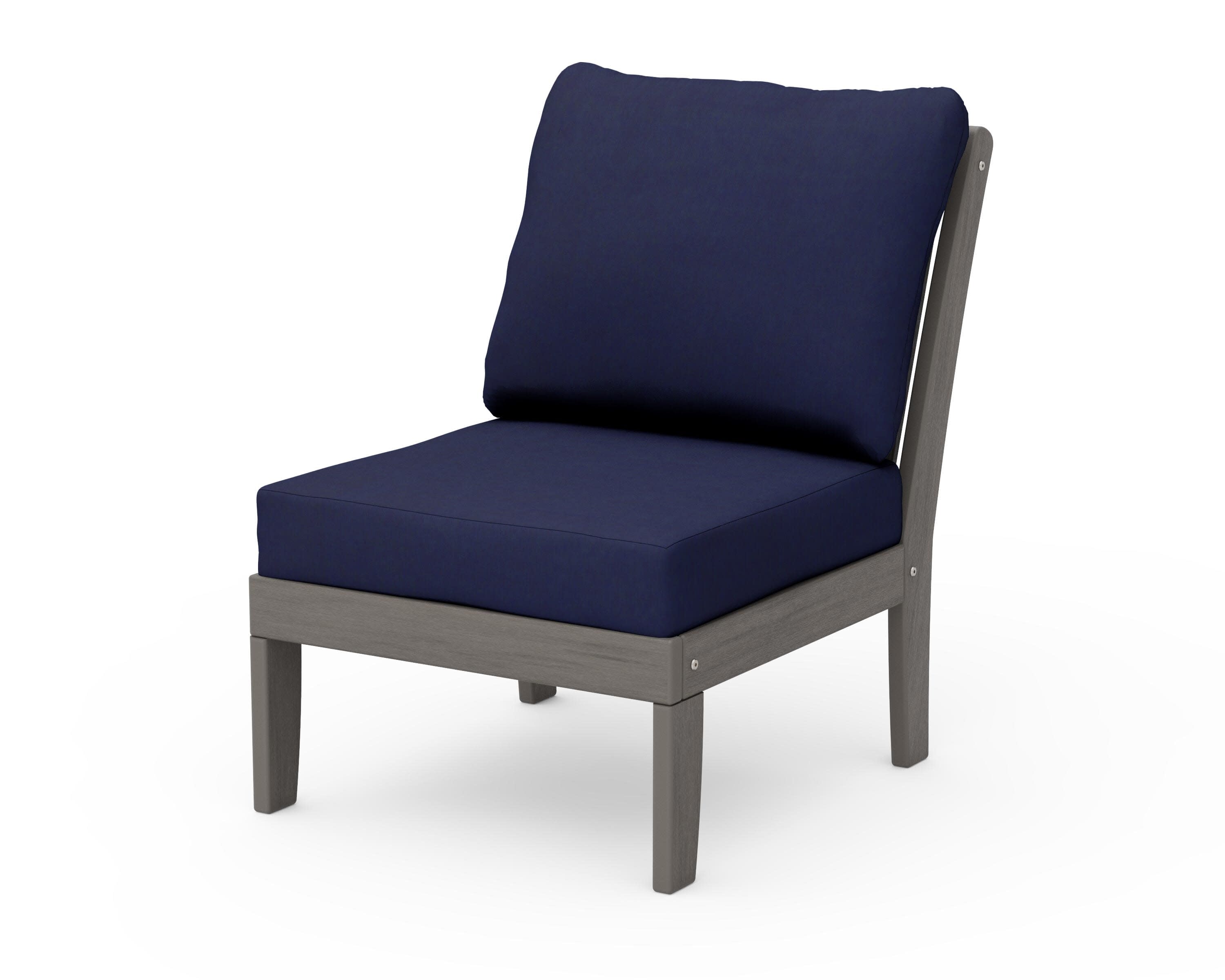 Braxton Modular Armless Chair in Driftwood / Navy