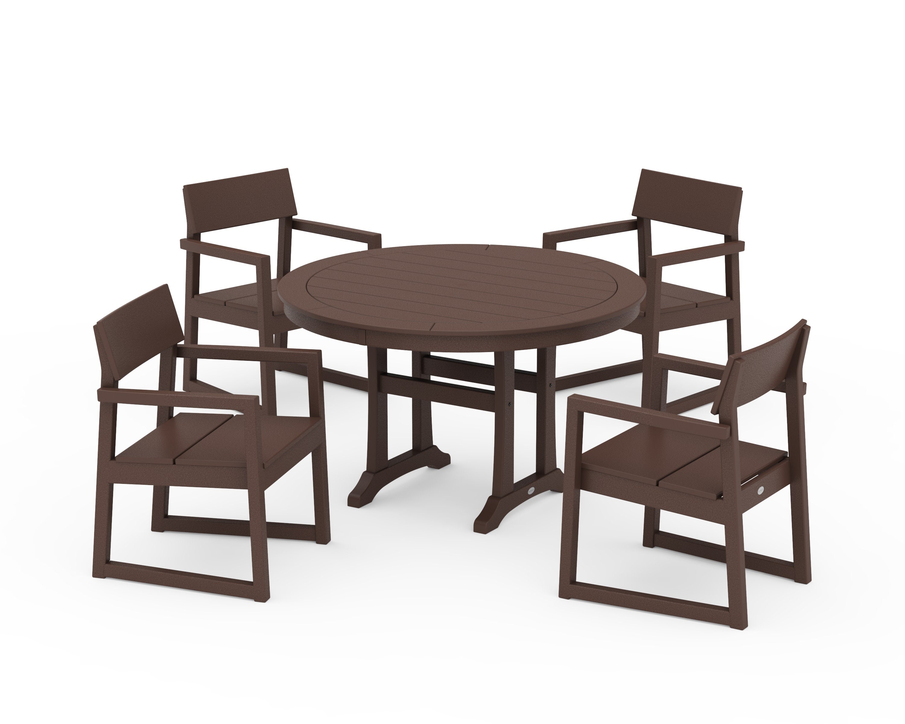 EDGE 5-Piece Round Dining Set with Trestle Legs in Mahogany