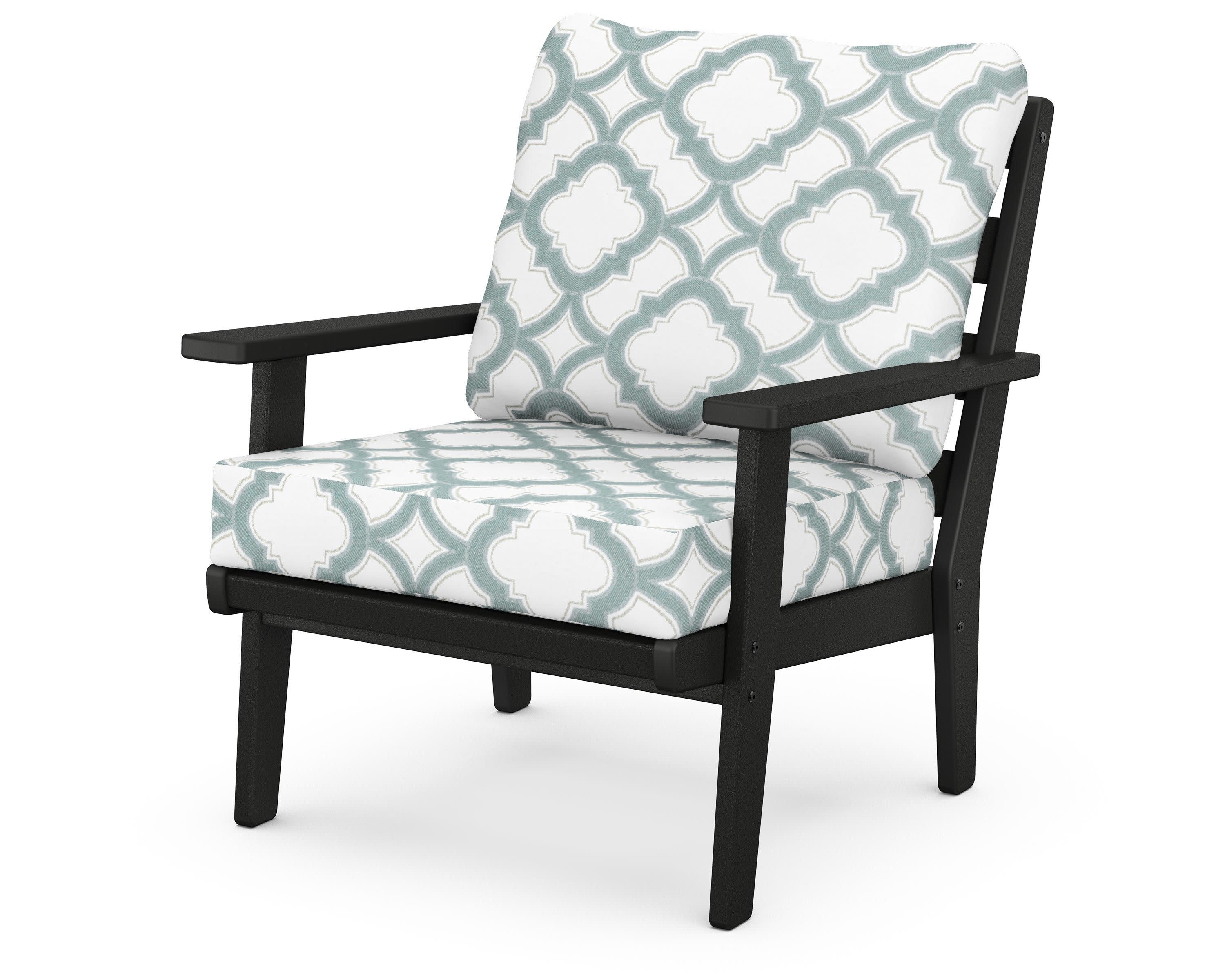 Grant Park Deep Seating Chair in Black / Trellis Glacier Spa