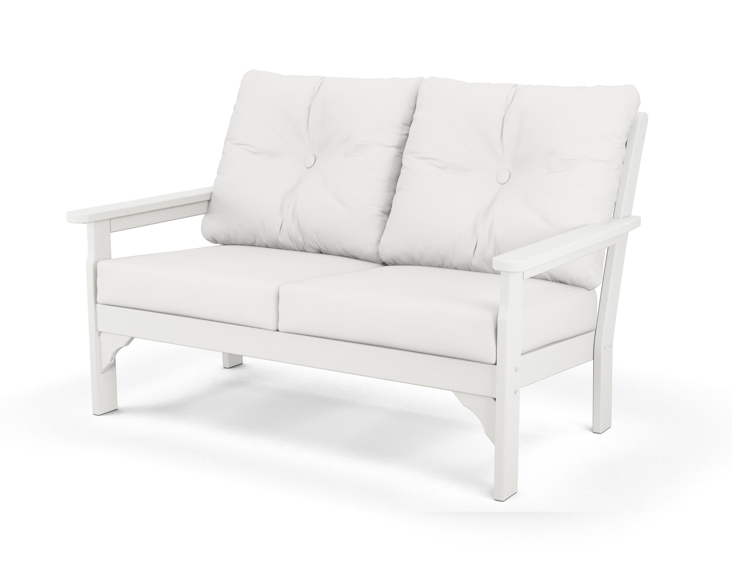 Vineyard Deep Seating Loveseat in Vintage White / Natural Linen