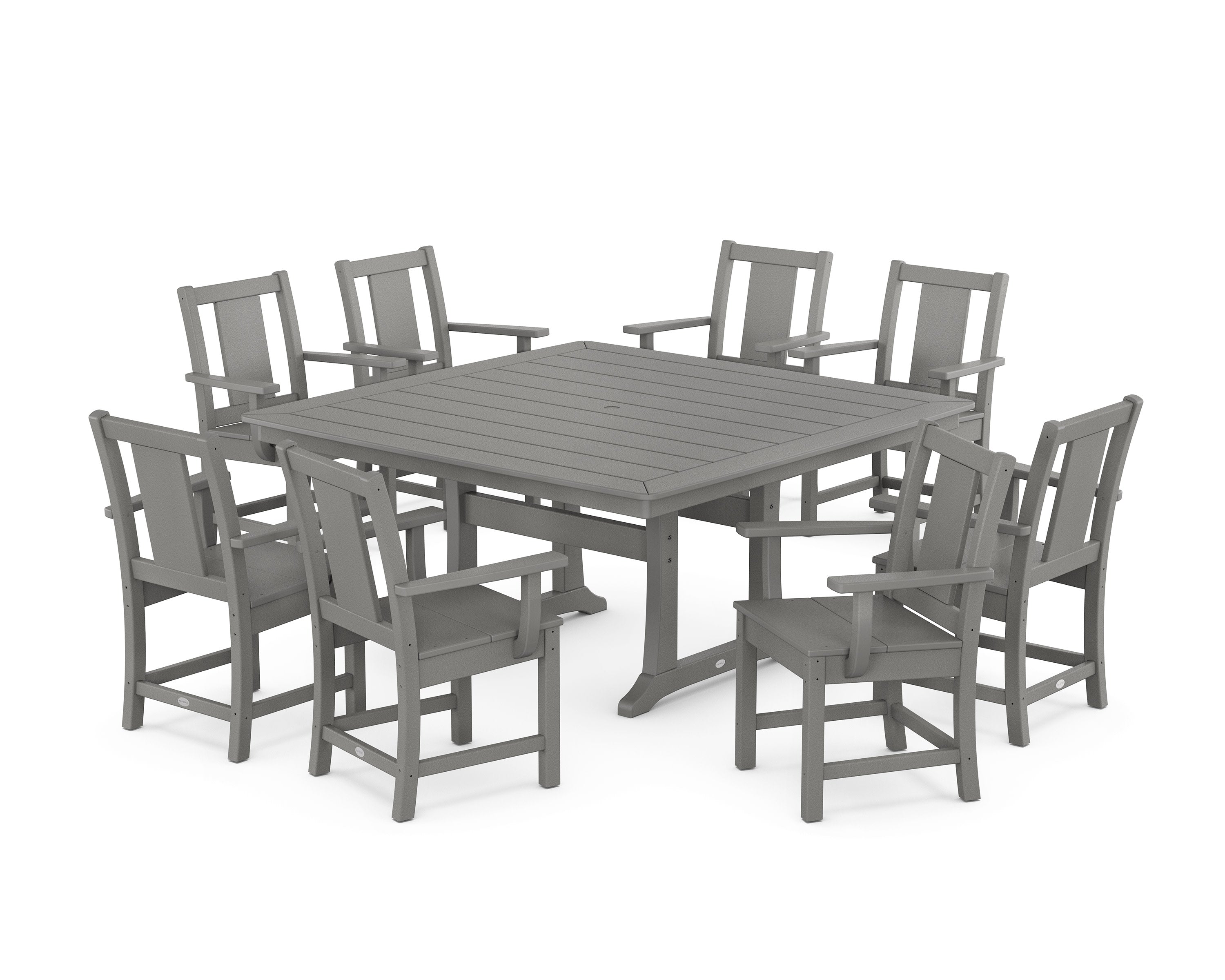 Prairie 9-Piece Square Dining Set with Trestle Legs in Slate Grey