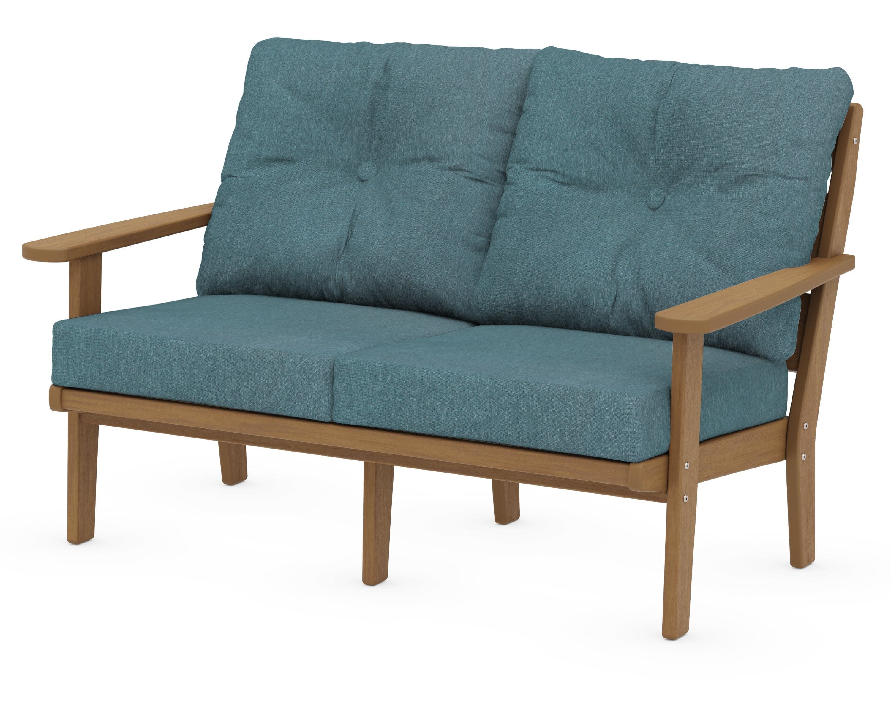 Lakeside Deep Seating Loveseat in Natural / Ocean Teal