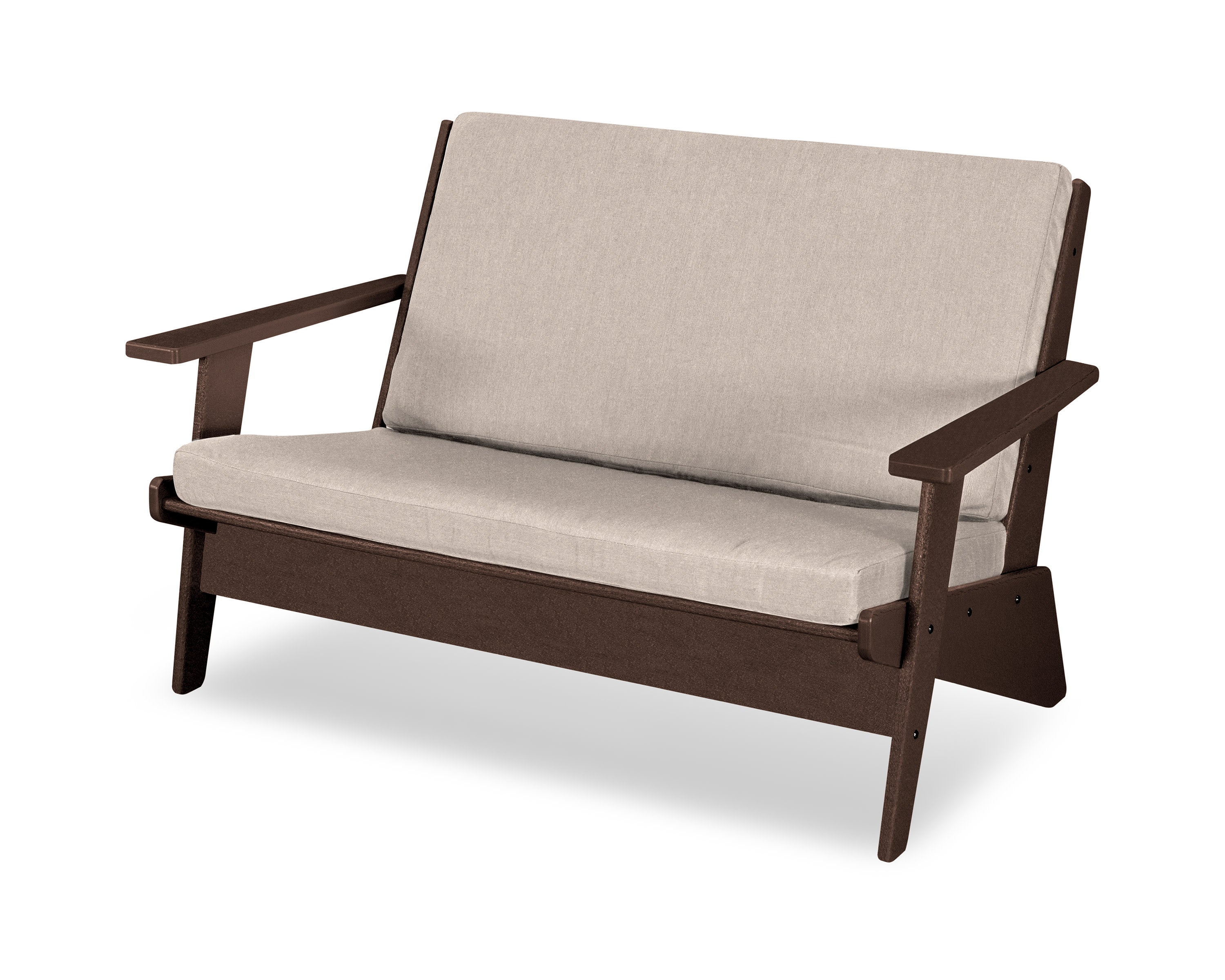 Riviera Modern Lounge Loveseat in Mahogany / Cast Ash