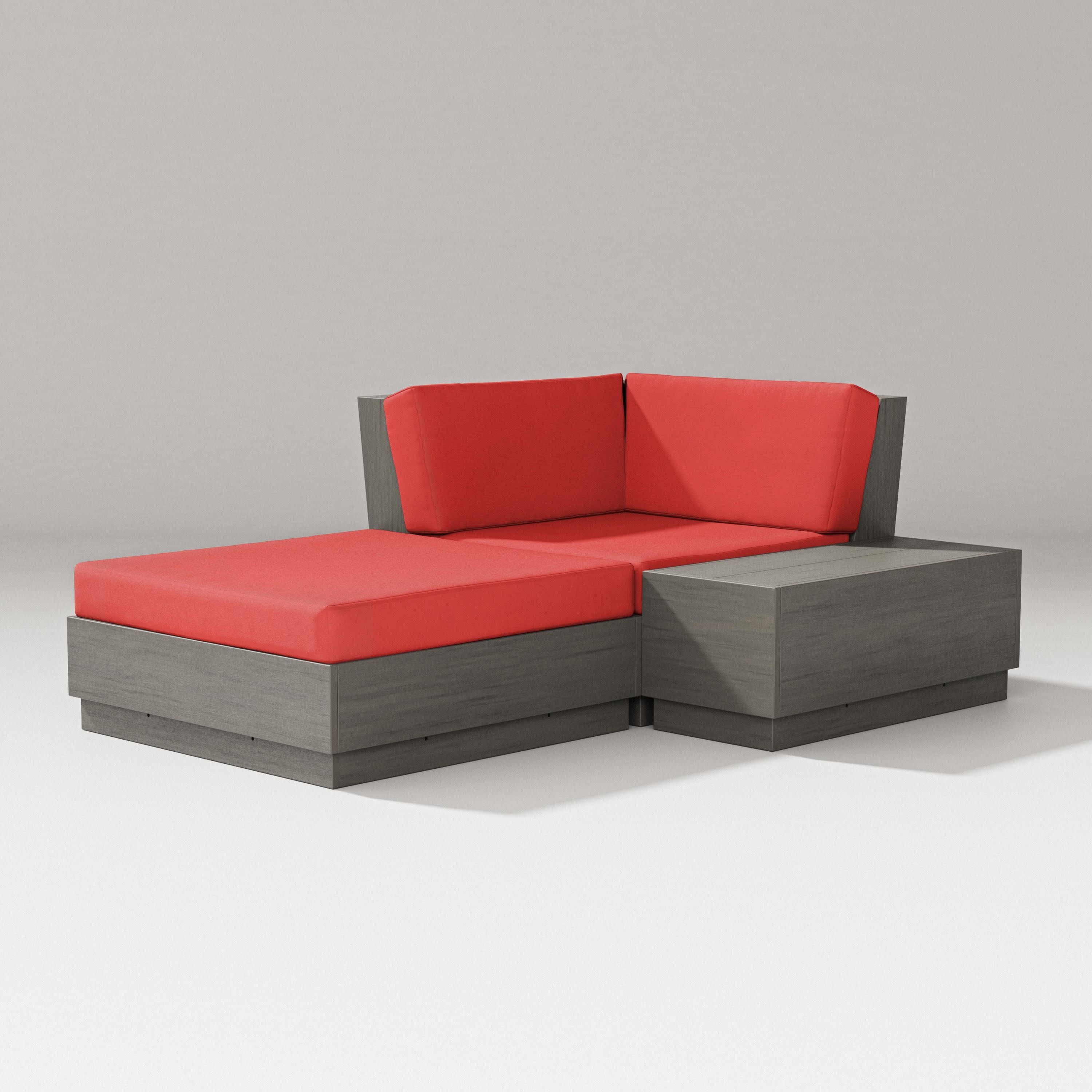 Elevate Corner Chaise in Driftwood / Crimson Linen