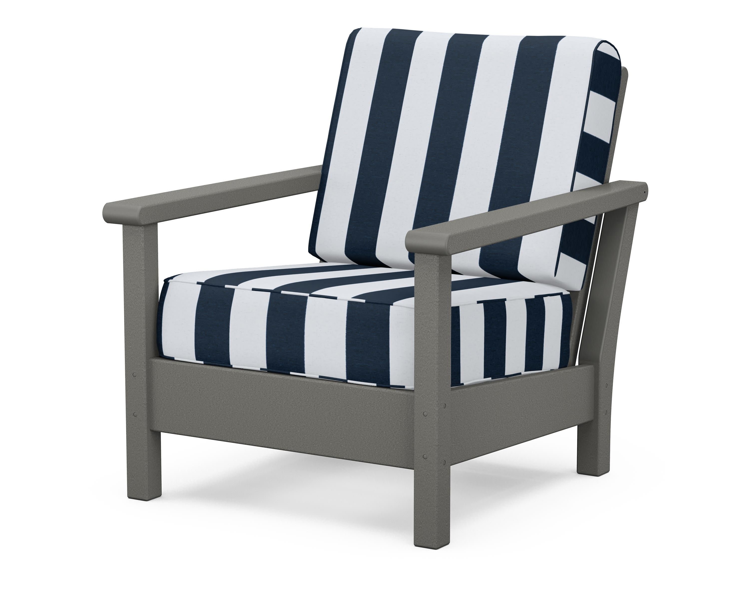 Harbour Deep Seating Chair in Slate Grey / Cabana Stripe Marine Indigo