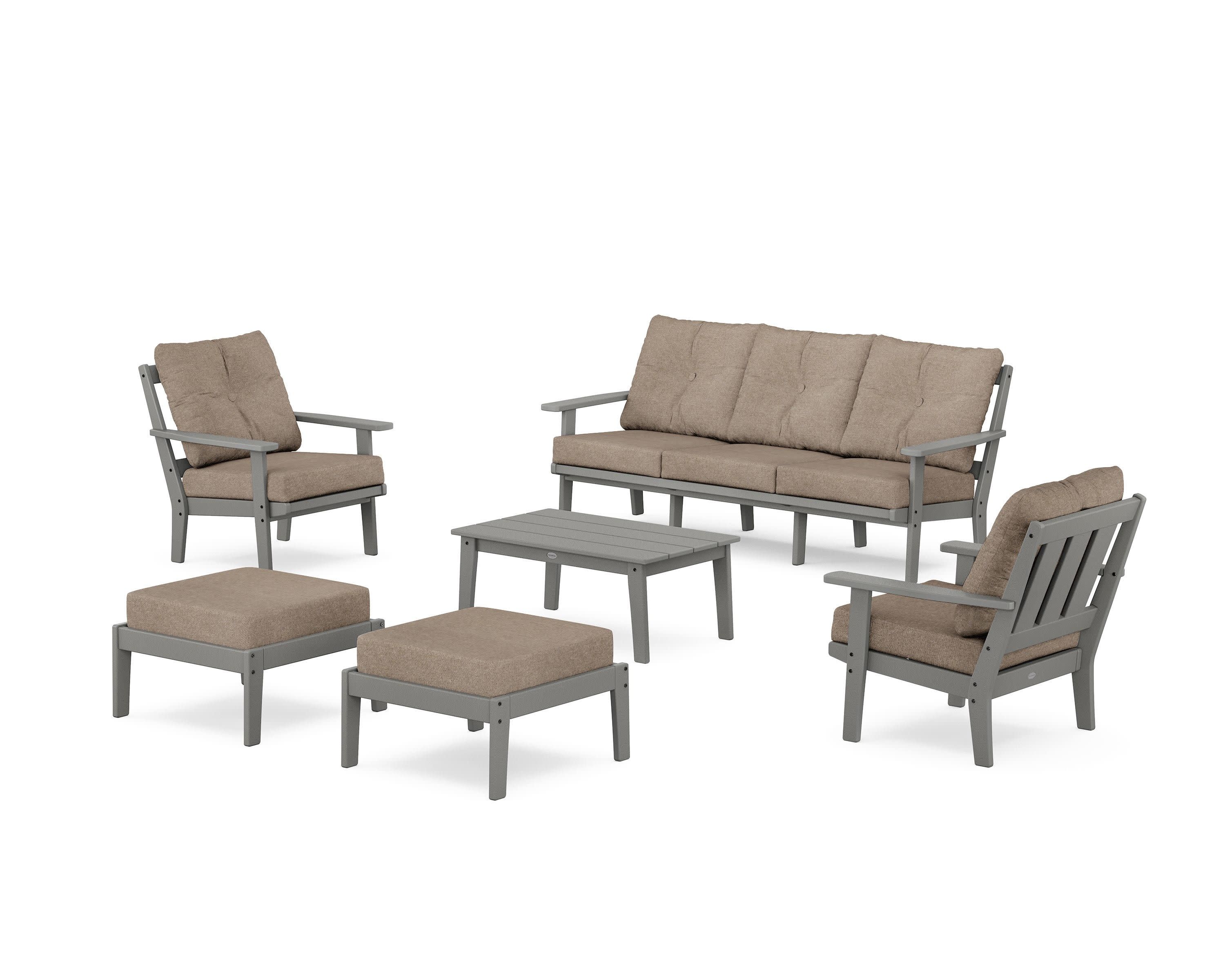 Oxford 6-Piece Lounge Sofa Set in Slate Grey / Spiced Burlap