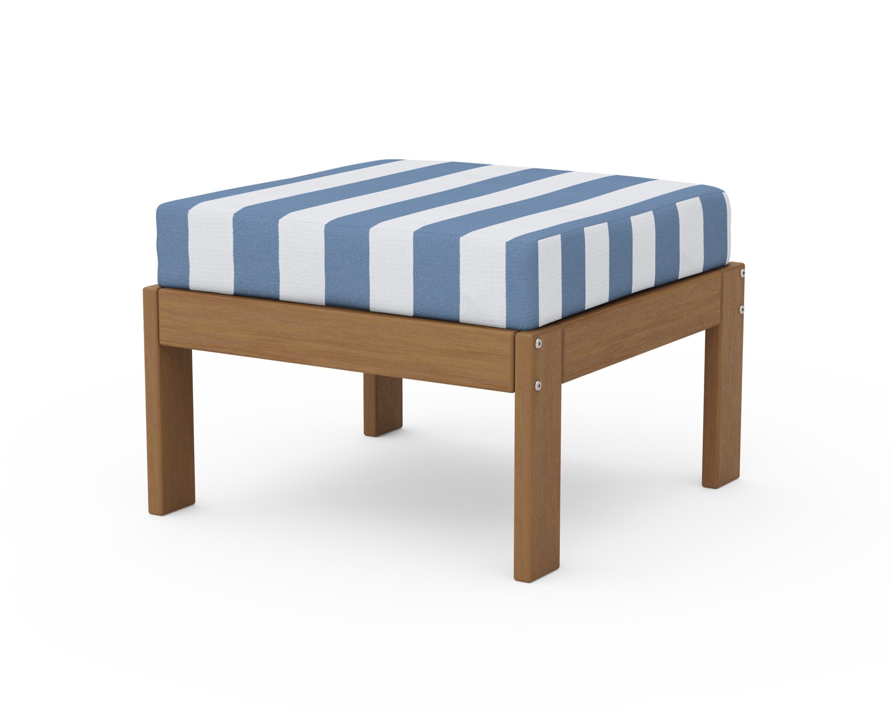 Vineyard Modular Ottoman in Natural / Cabana Stripe Sky Blue