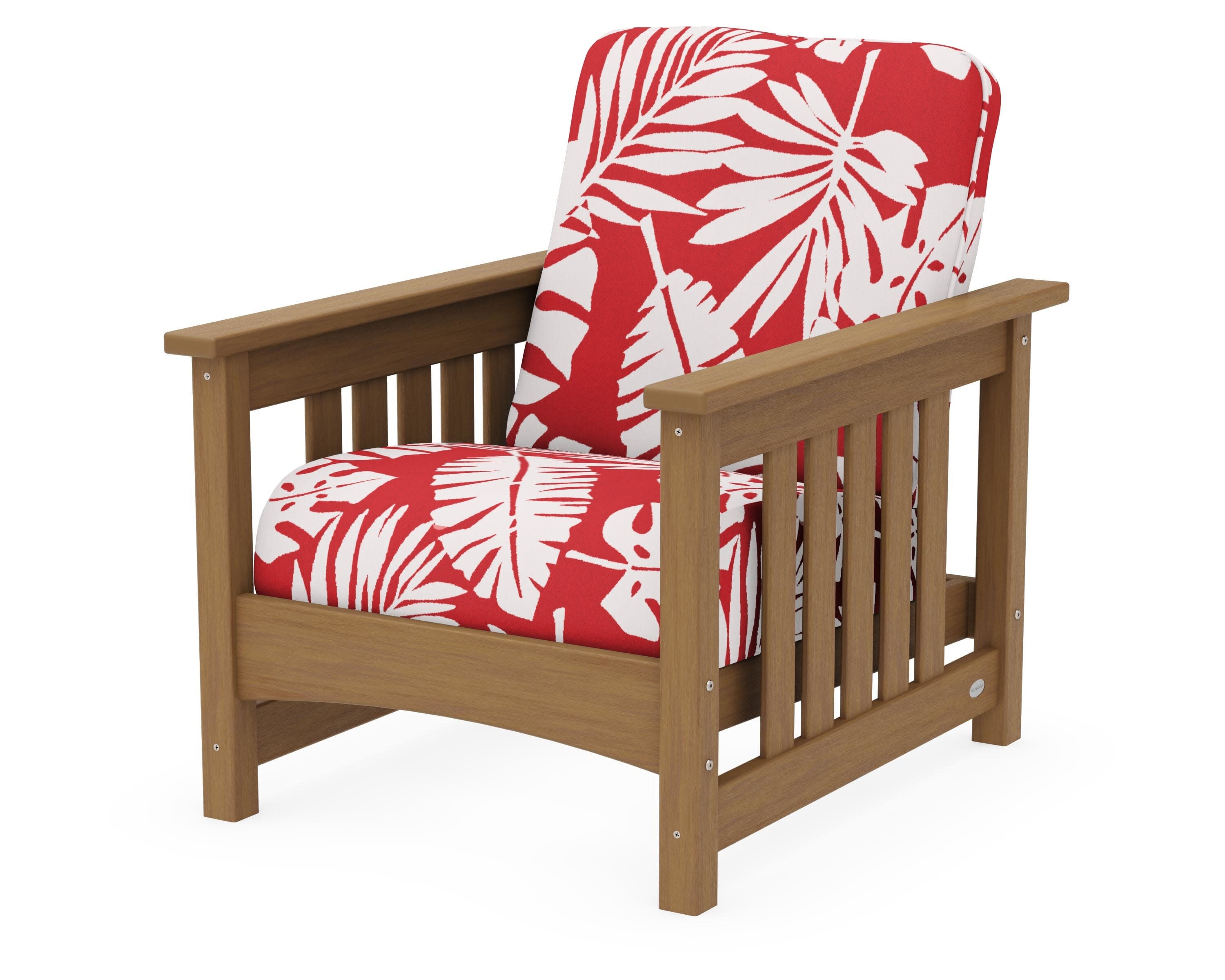 Club Mission Chair in Natural / Leaf Crimson