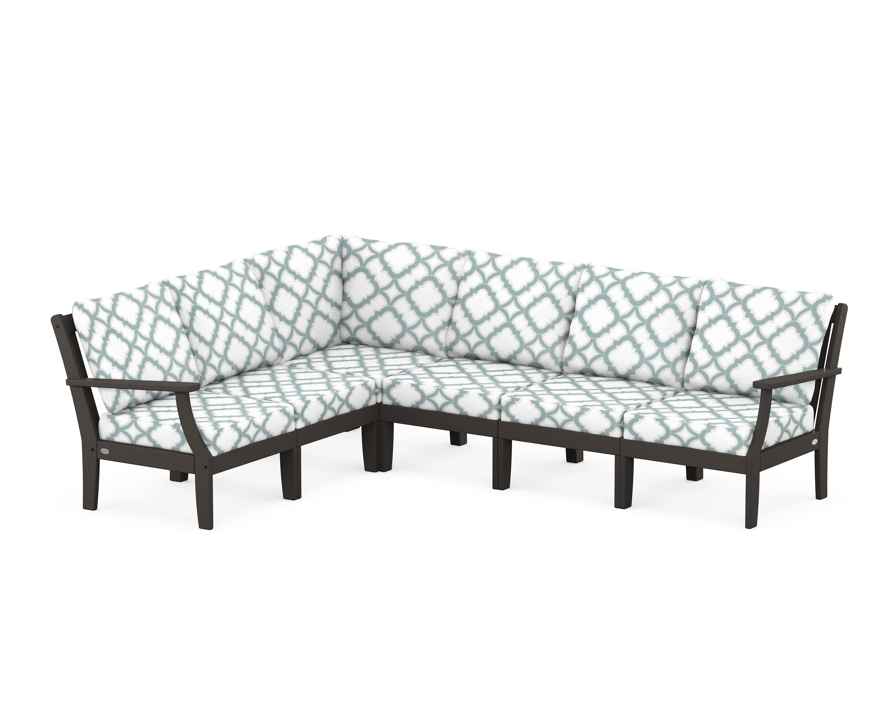 Braxton Modular 6-Piece Deep Seating Set in Vintage Coffee / Trellis Glacier Spa