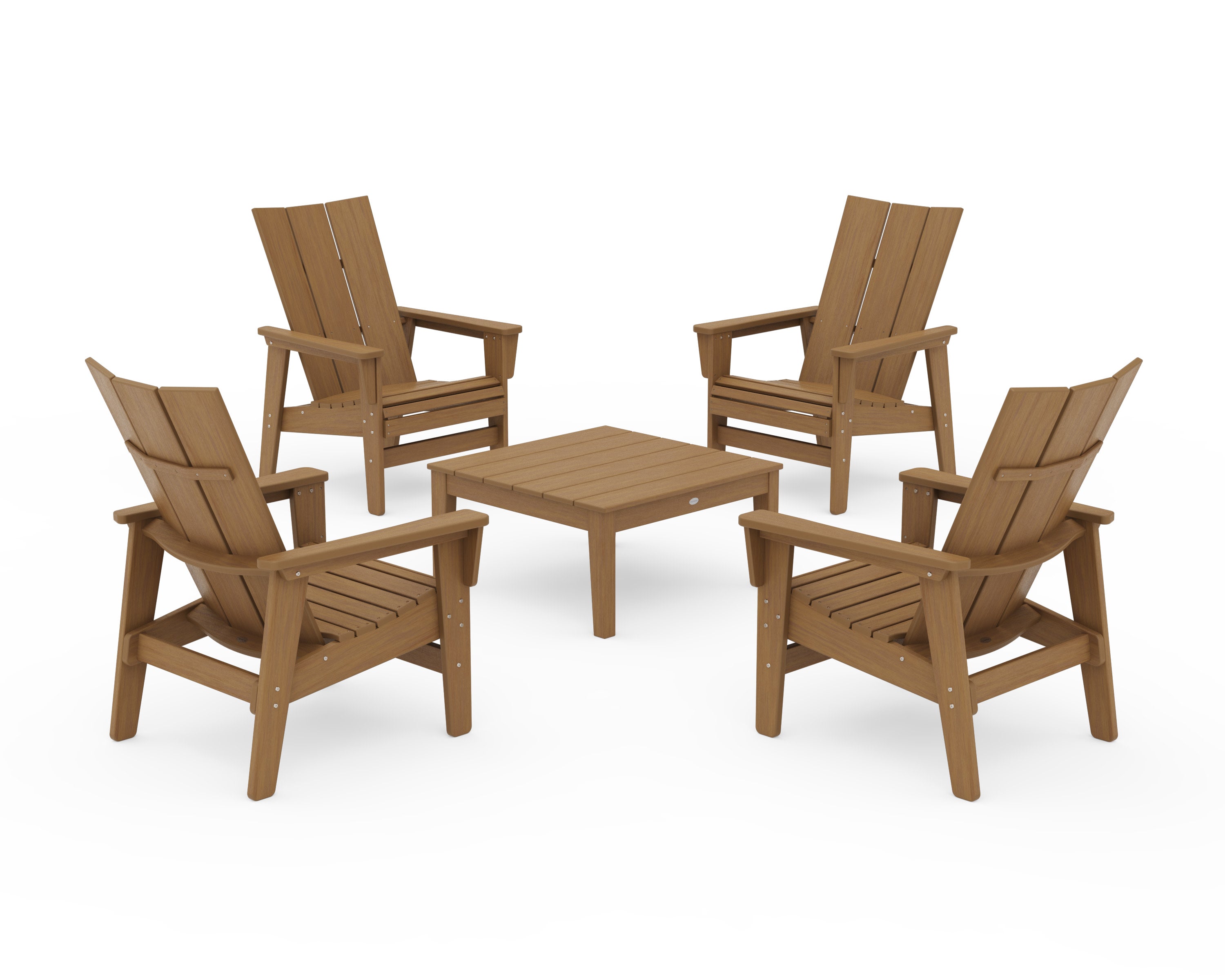 5-Piece Modern Grand Upright Adirondack Chair Conversation Group in Natural