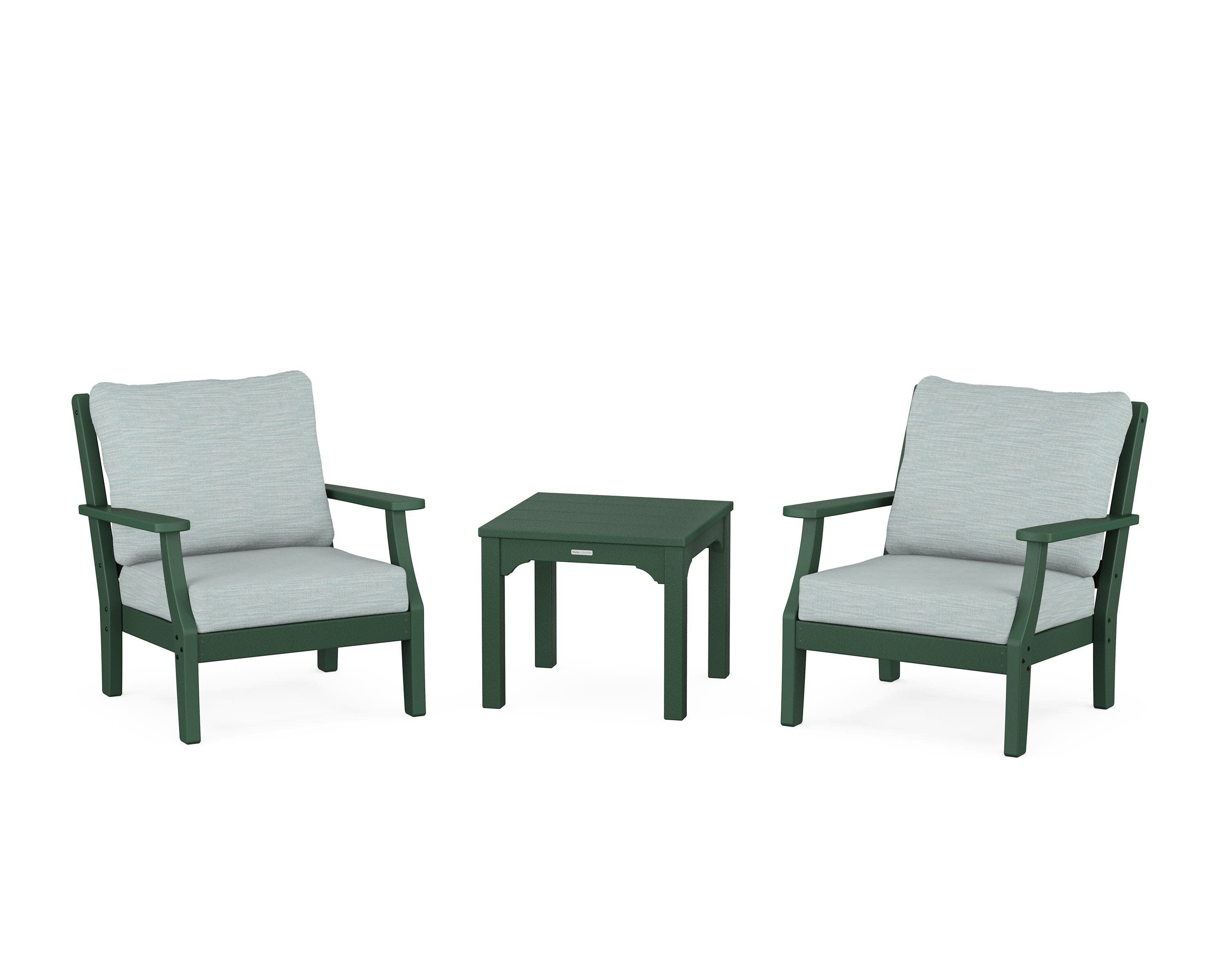 Chinoiserie 3-Piece Deep Seating Set in Green / Soothe Mist