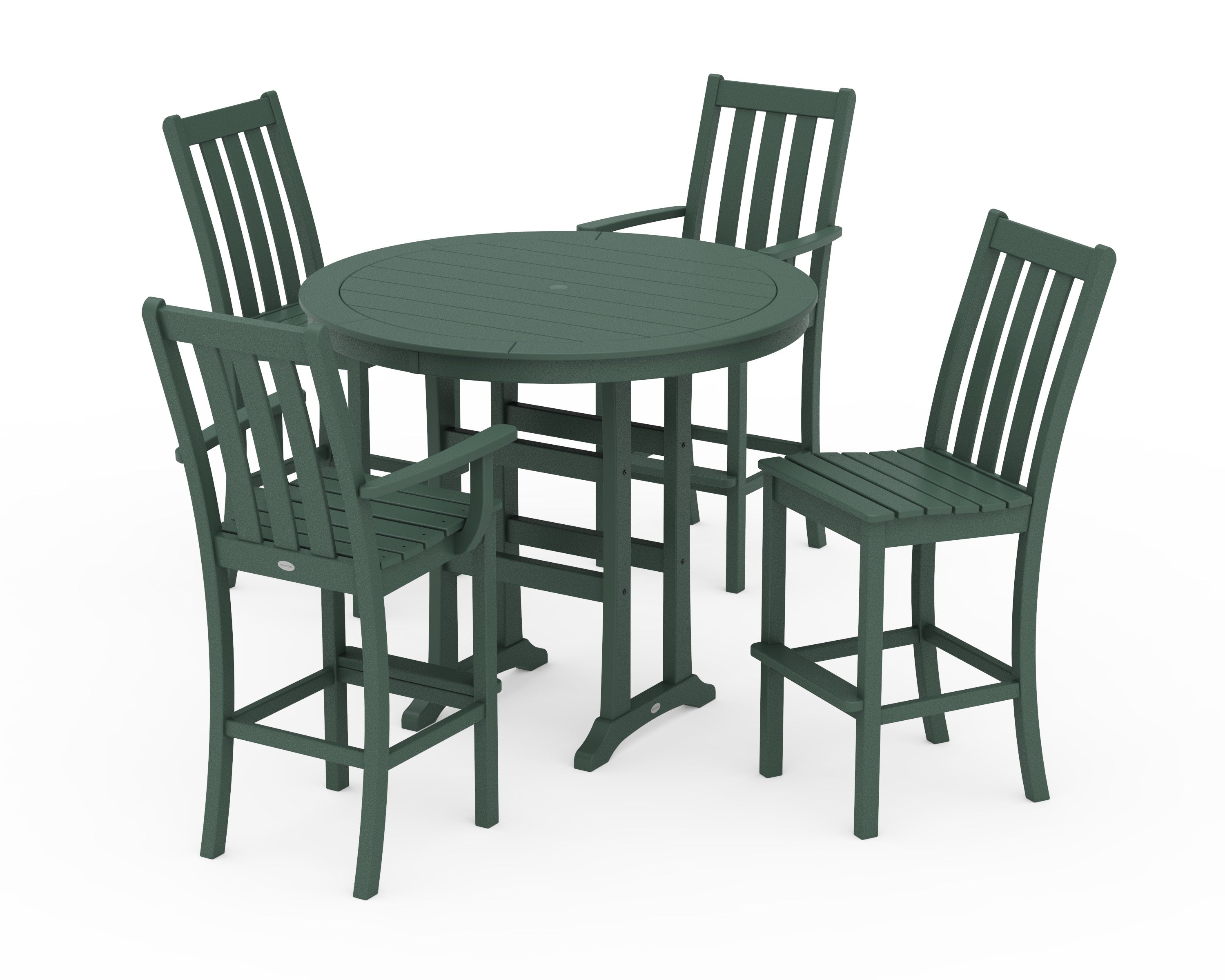 Vineyard 5-Piece Nautical Trestle Bar Set in Green