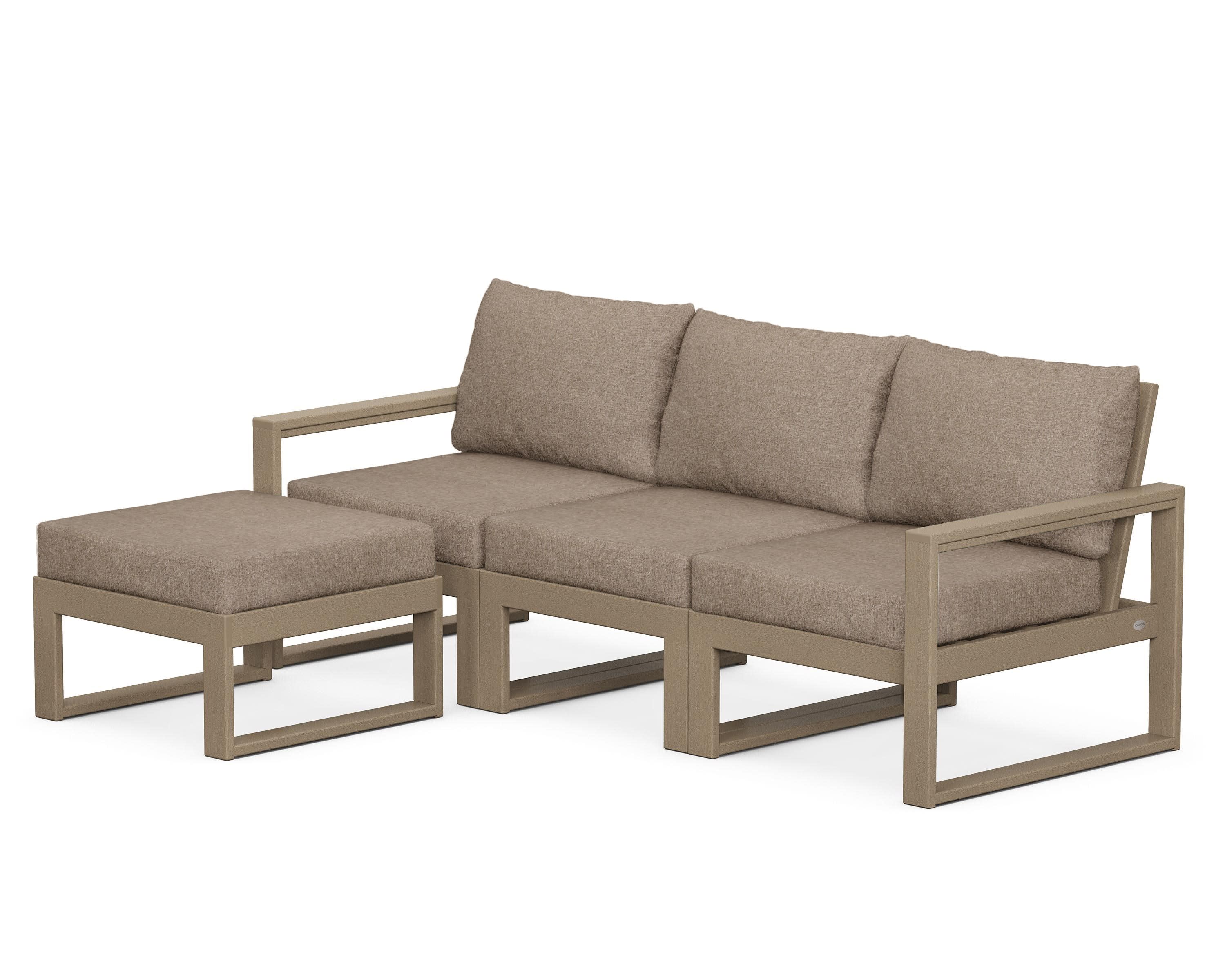 EDGE 4-Piece Modular Deep Seating Set with Ottoman in Vintage Sahara / Spiced Burlap