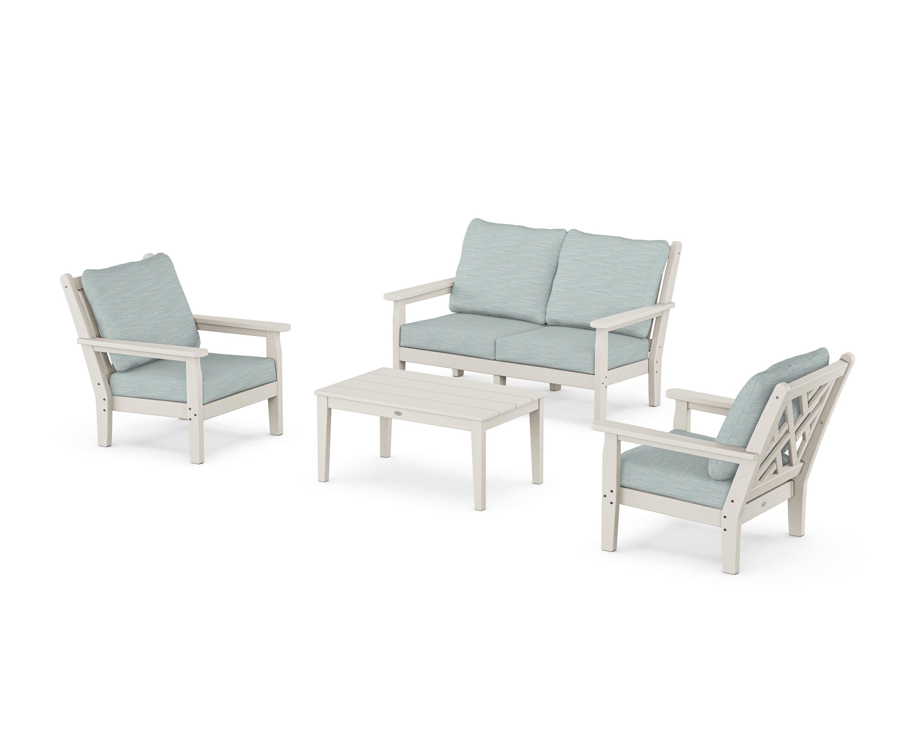 Chippendale 4-Piece Deep Seating Set with Loveseat in Sand / Soothe Mist