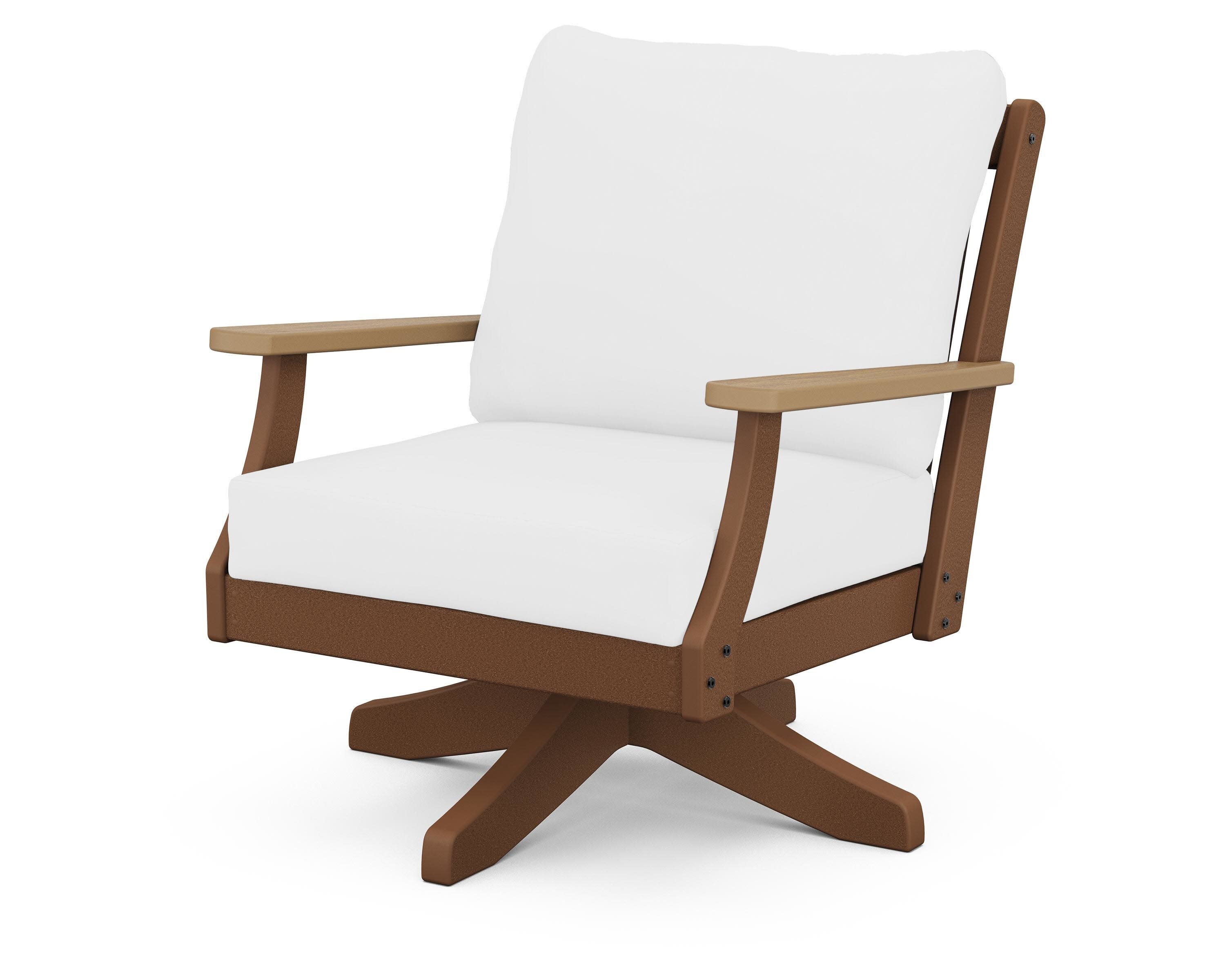 Braxton Deep Seating Swivel Chair in Teak / Natural / Natural