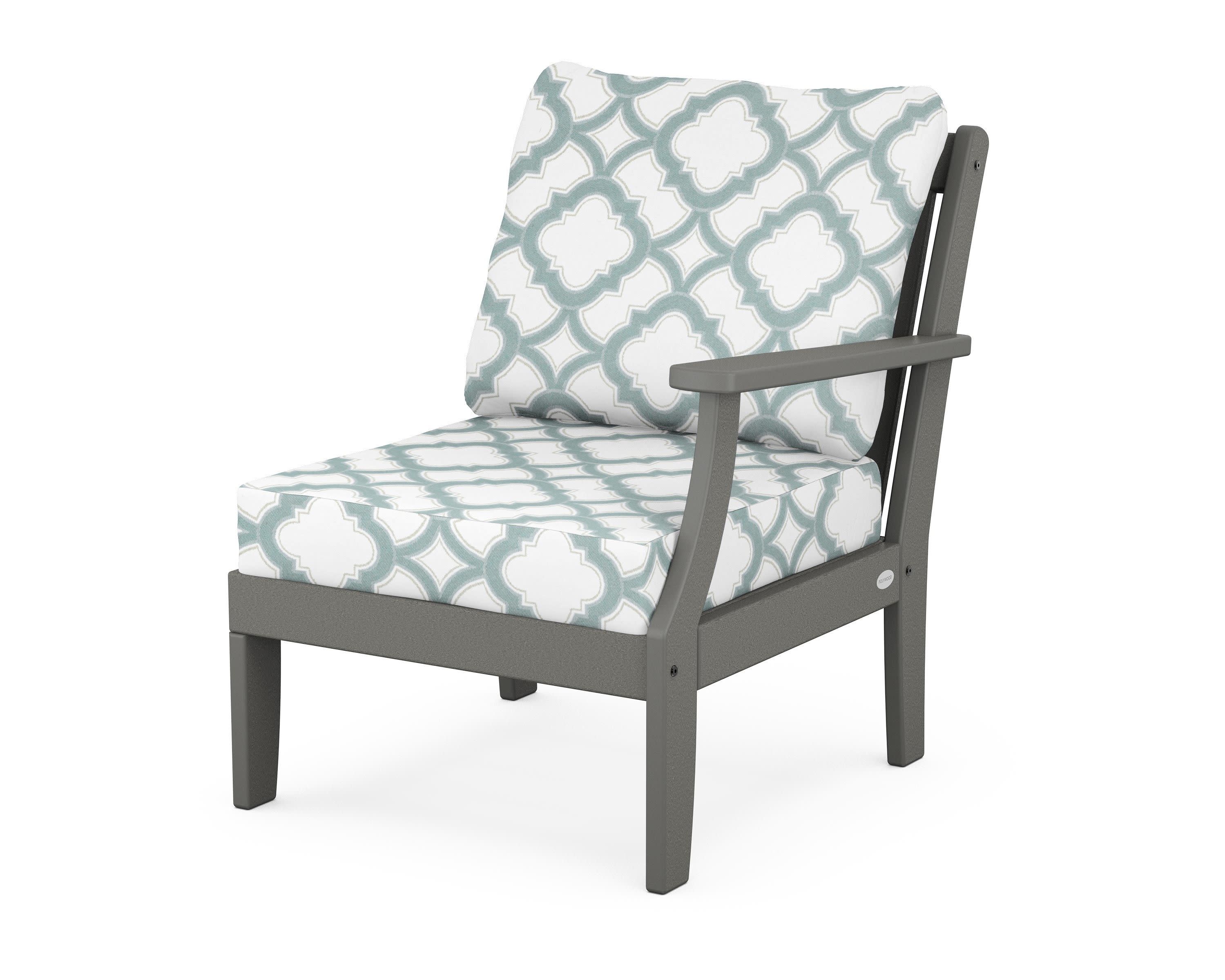 Braxton Modular Right Arm Chair in Slate Grey / Trellis Glacier Spa