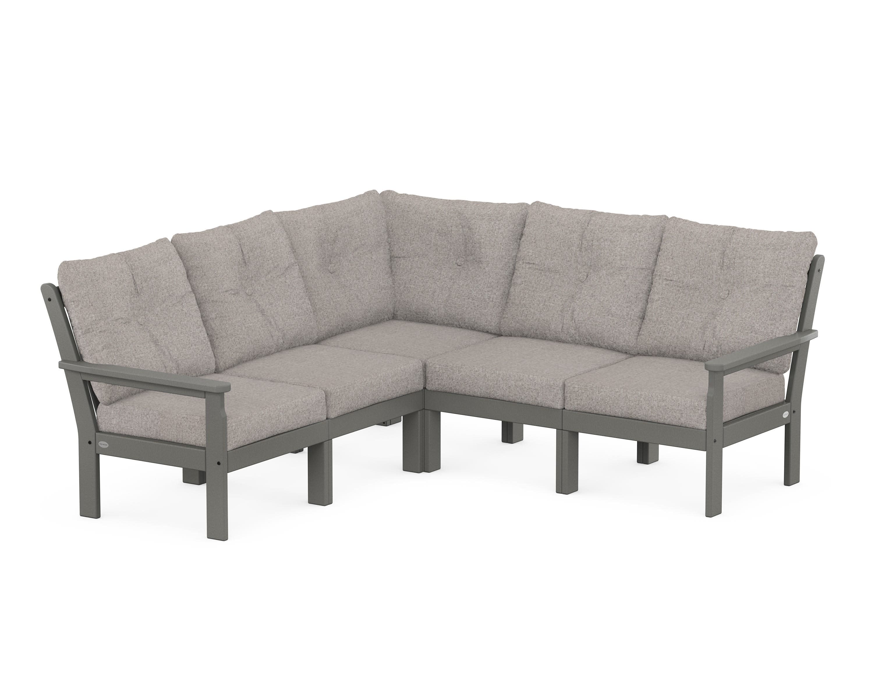Vineyard 5-Piece Sectional in Slate Grey / Weathered Tweed