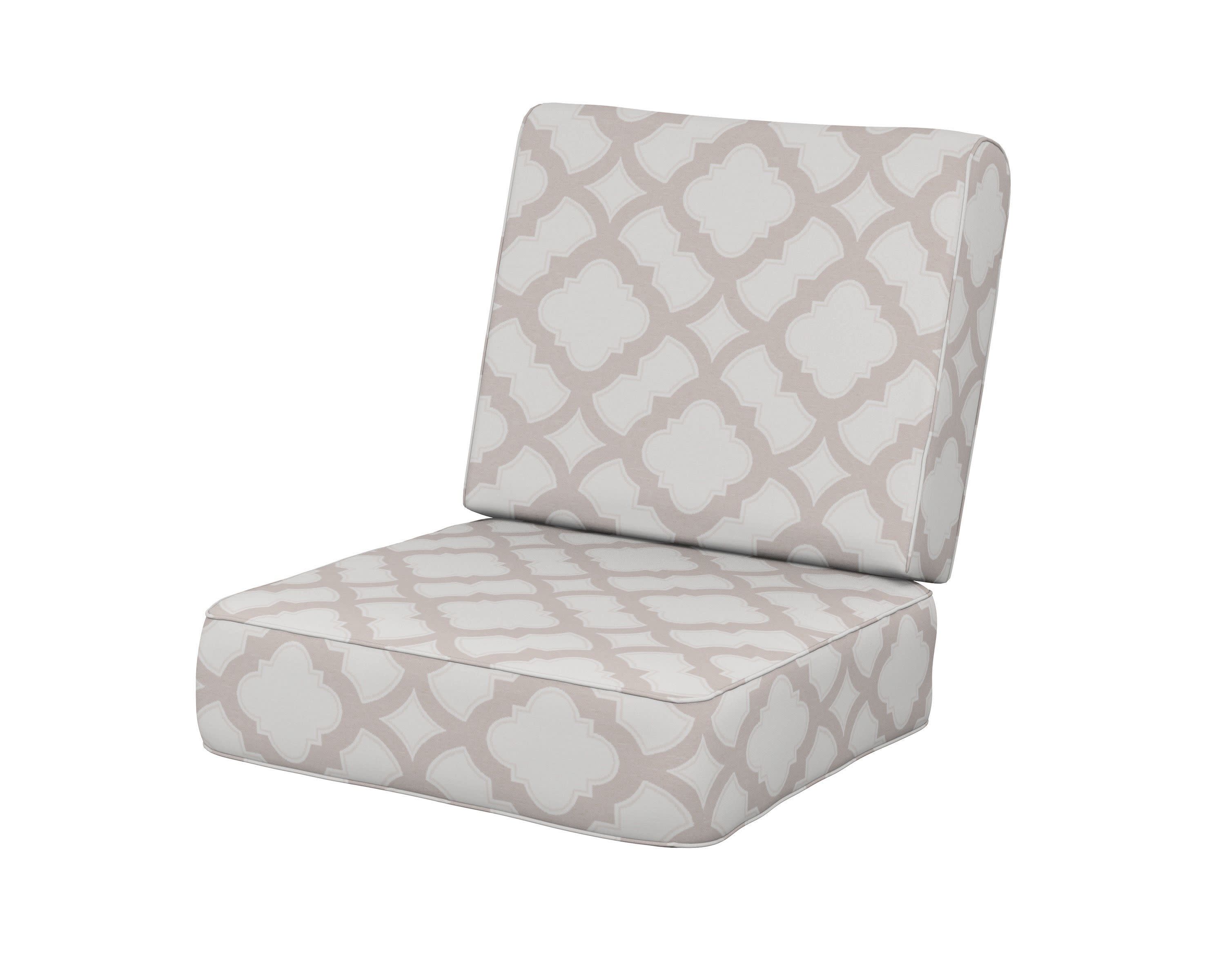 Ateeva Harbour Seat and Back Cushion in Trellis Dune Burlap