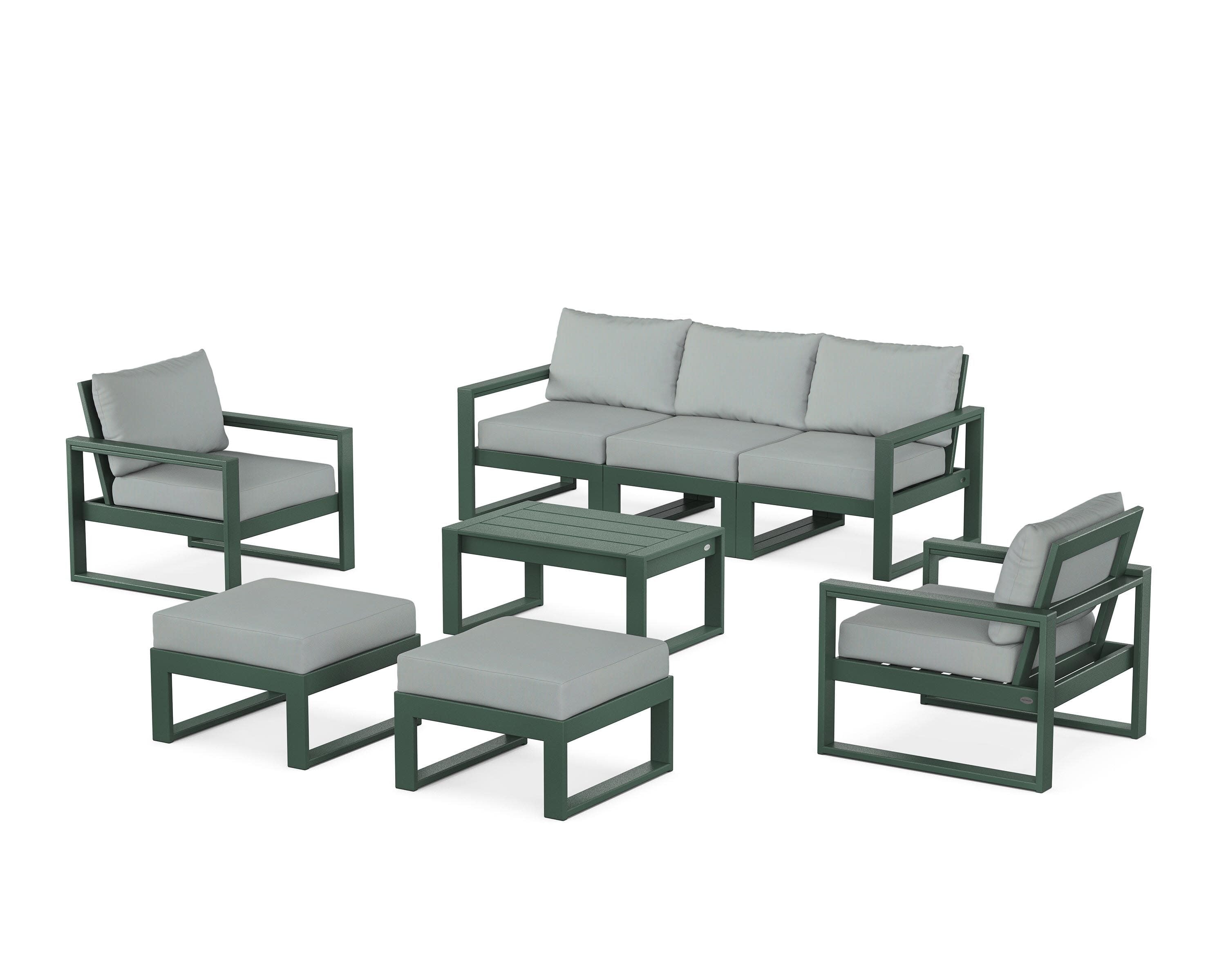 EDGE Sectional 8-Piece Lounge Sofa Set in Green / Spa
