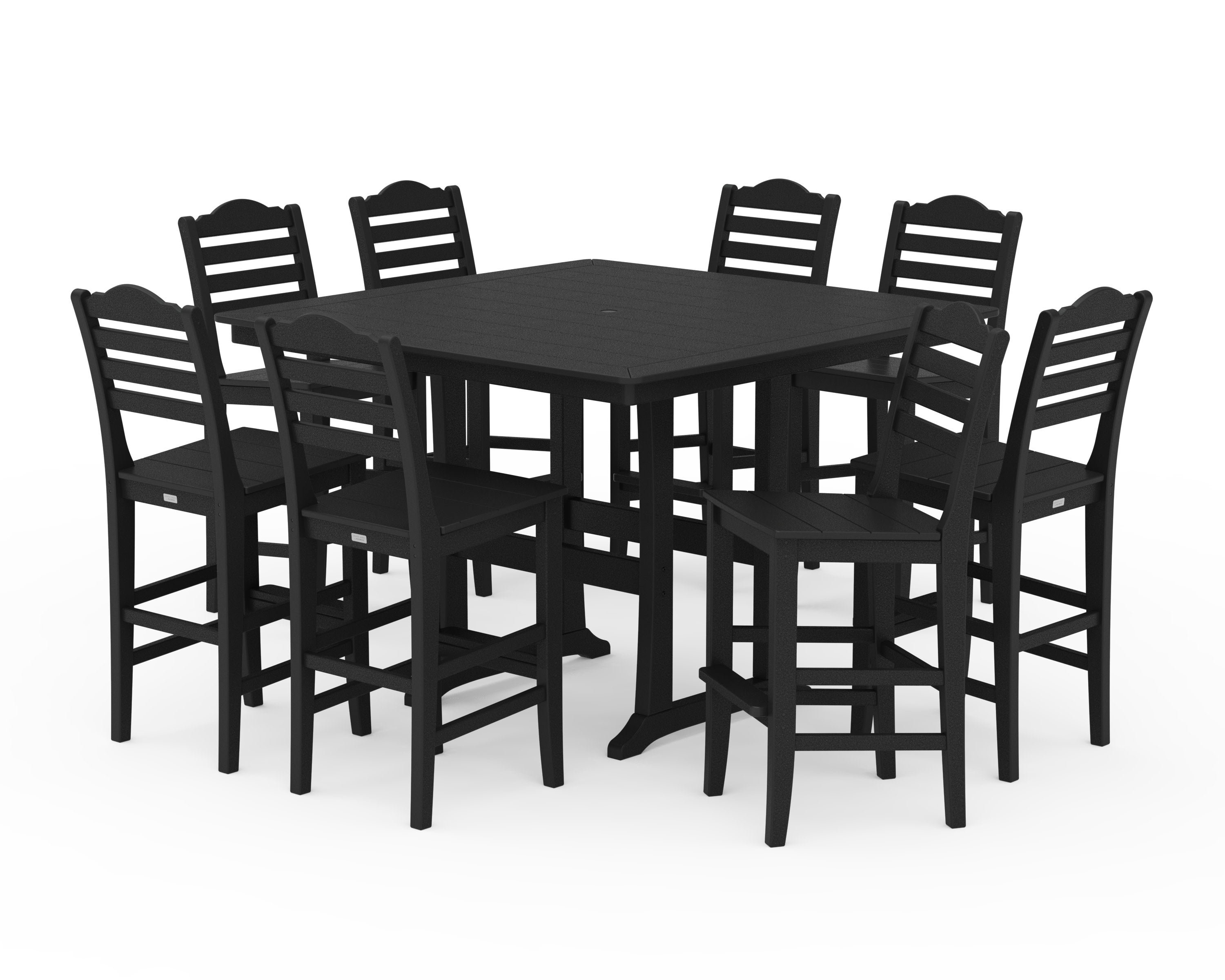 Savannah Side Chair 9-Piece Square Bar Set with Trestle Legs in Black