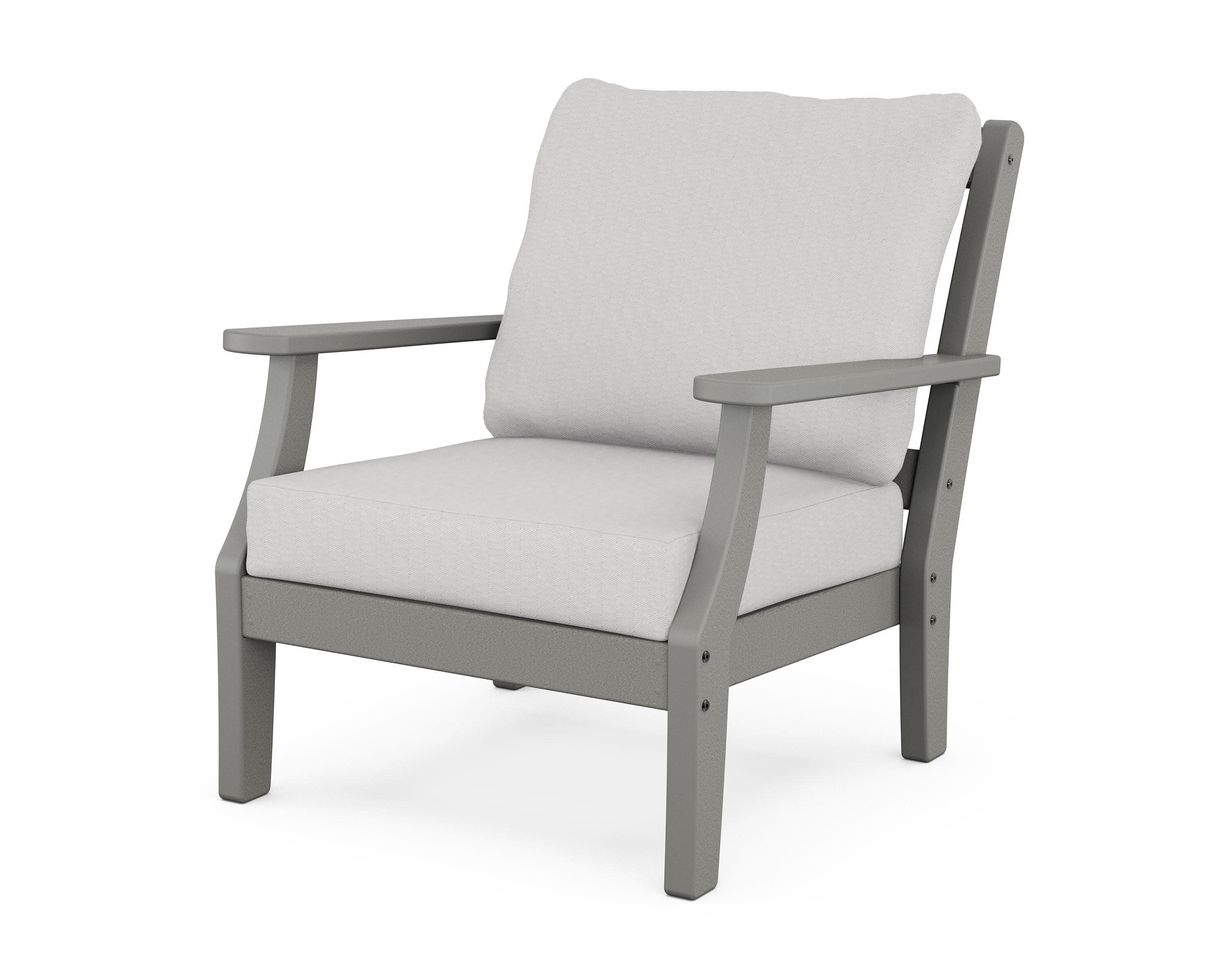 Chinoiserie Deep Seating Chair in Slate Grey / Diamond in the Rough