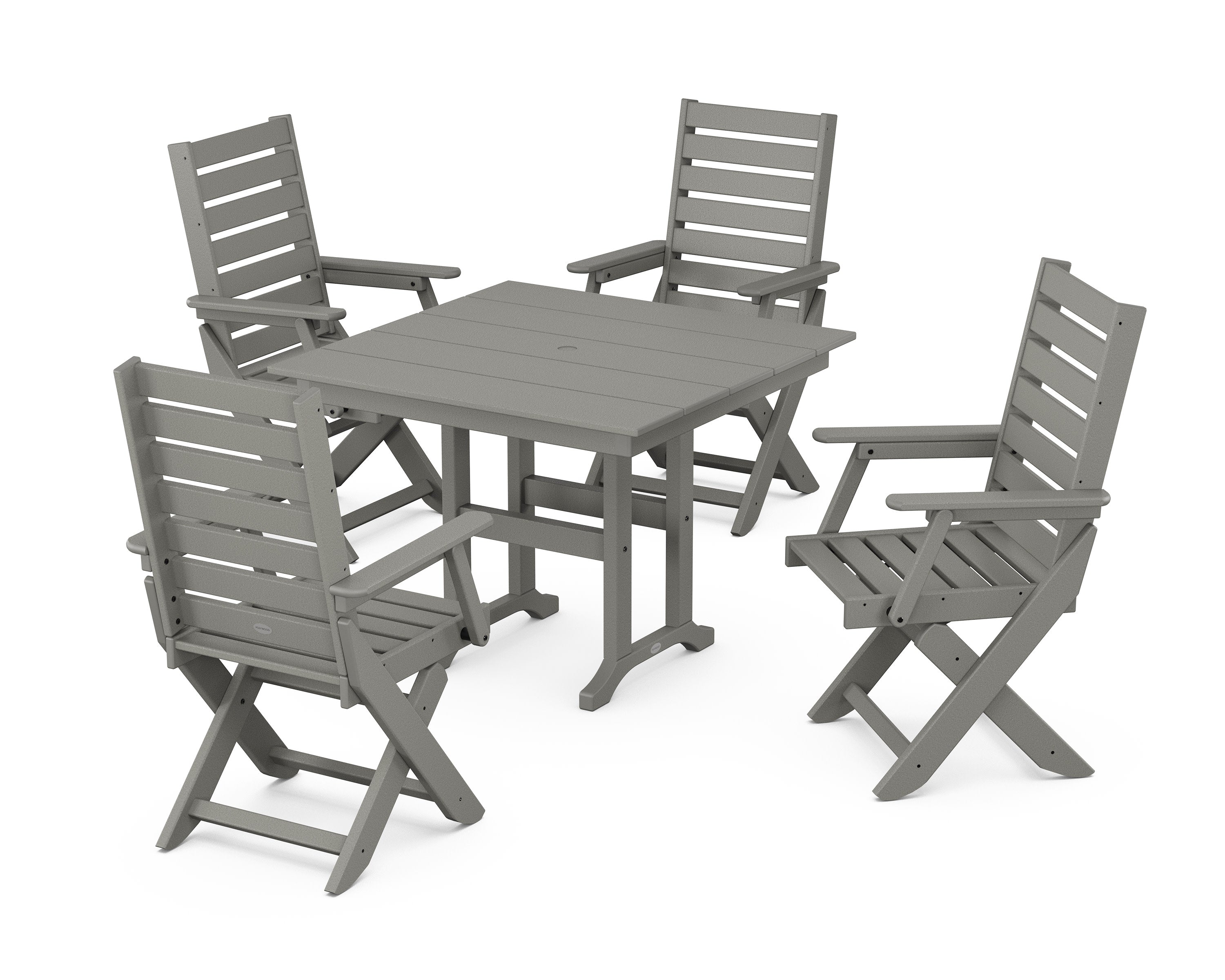 Captain Folding Chair 5-Piece Farmhouse Dining Set in Slate Grey