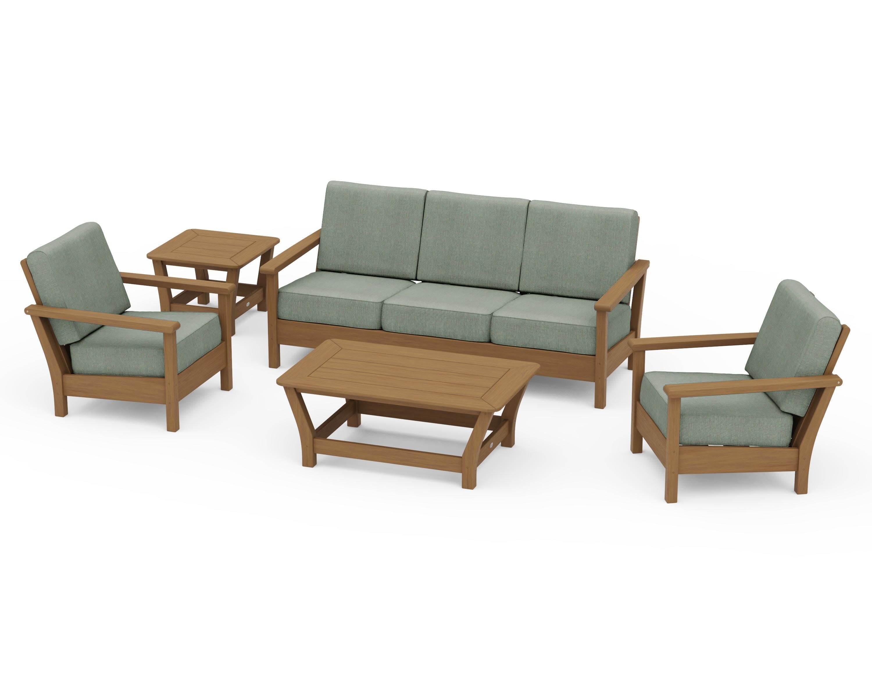 Harbour 5-Piece Deep Seating Set in Natural / Cast Sage
