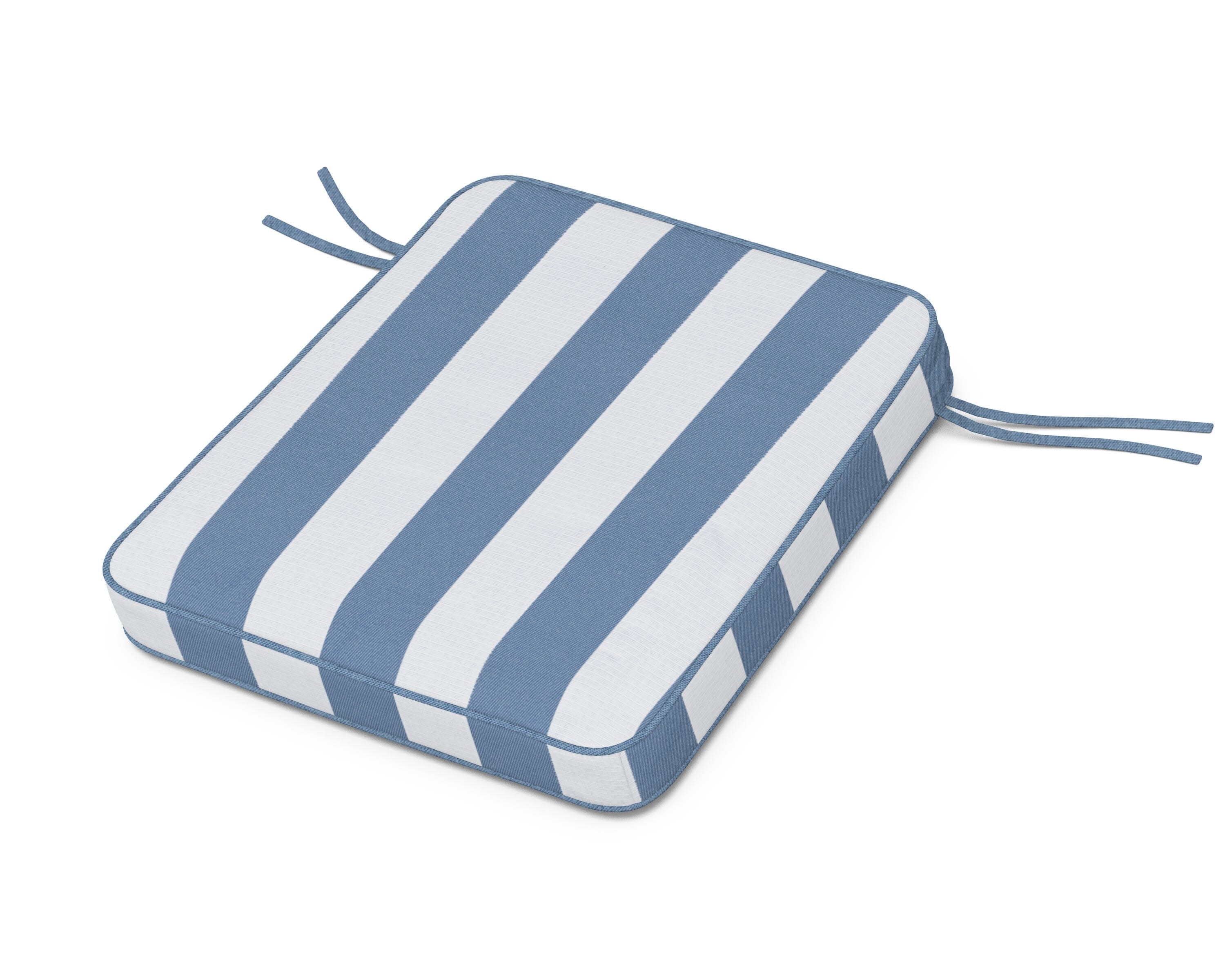 Chinoiserie Rocker Seat Cushion in Cabana Stripe Sky Blue