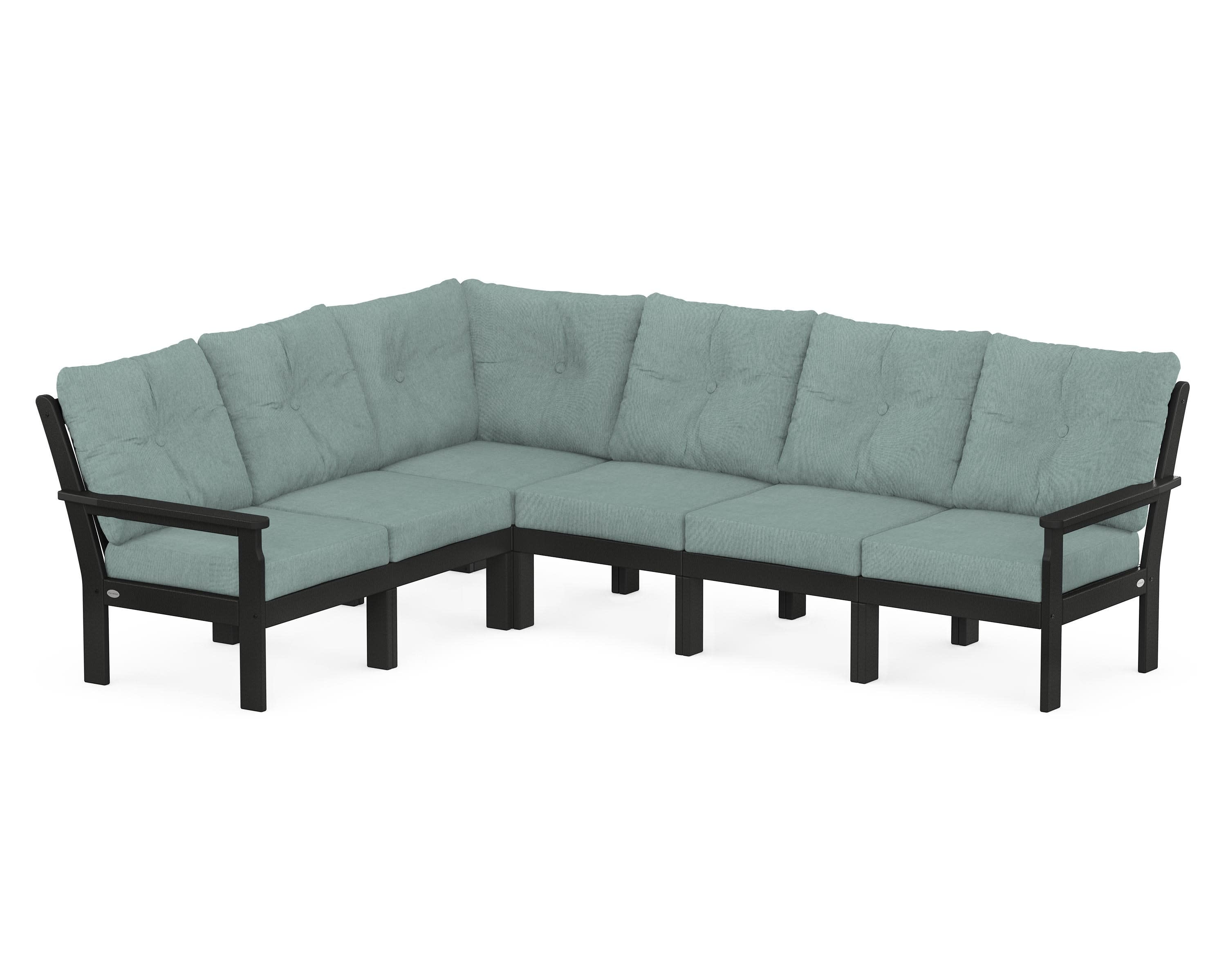 Vineyard 6-Piece Sectional in Black / Glacier Spa