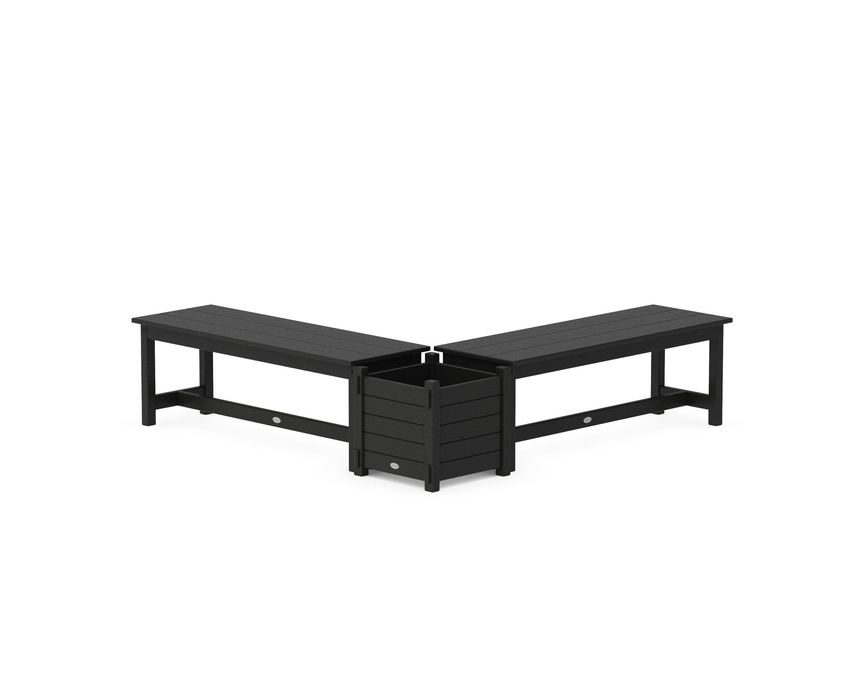 48" Nautical L- Shaped Planter Bench Set in Black