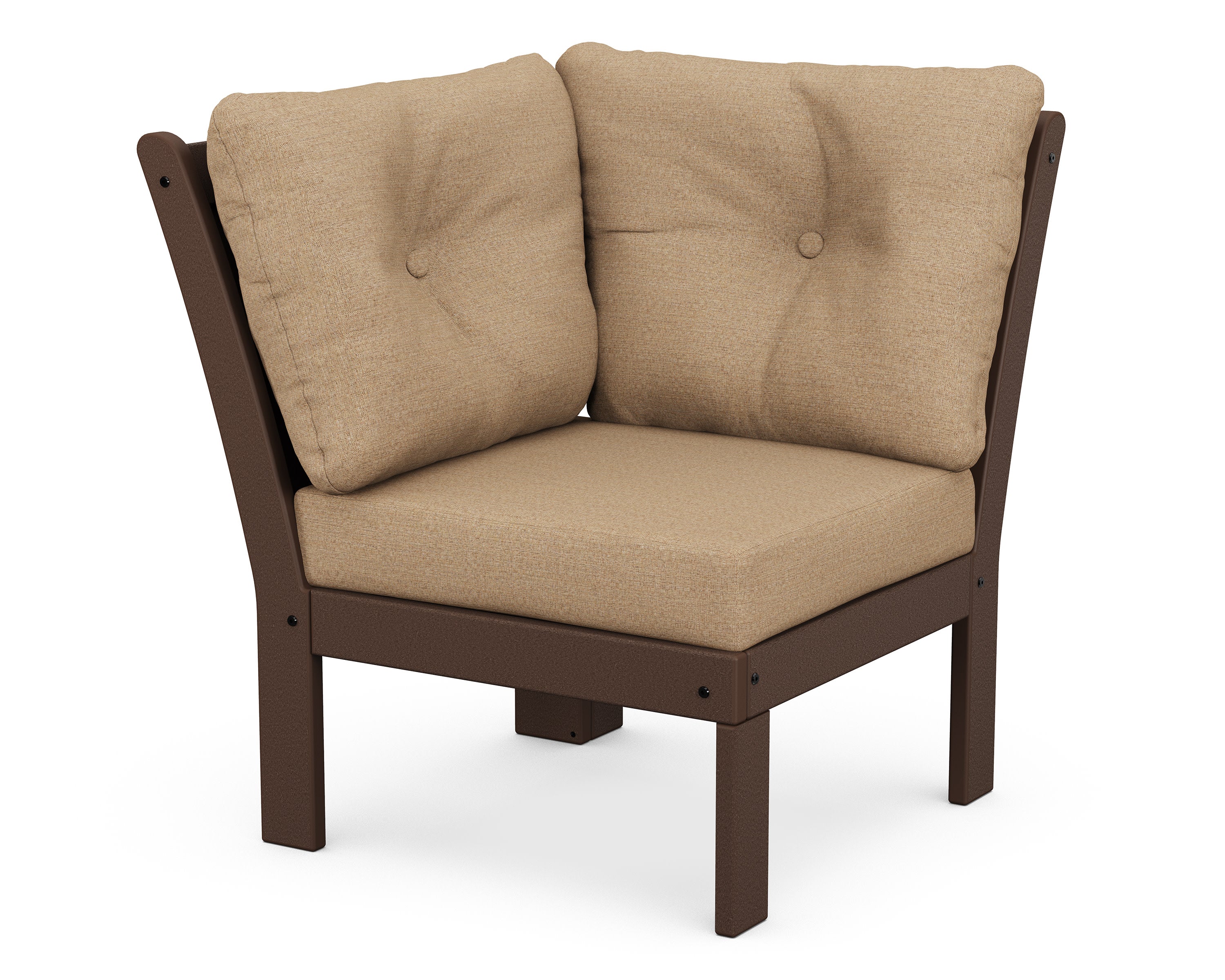 Vineyard Modular Corner Chair in Mahogany / Sesame