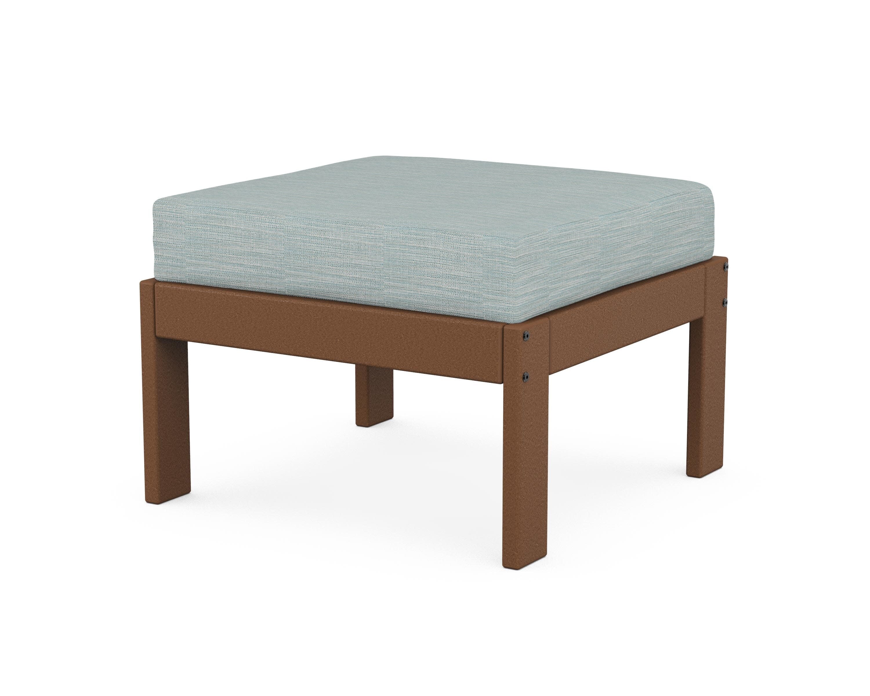Vineyard Modular Ottoman in Teak / Soothe Mist