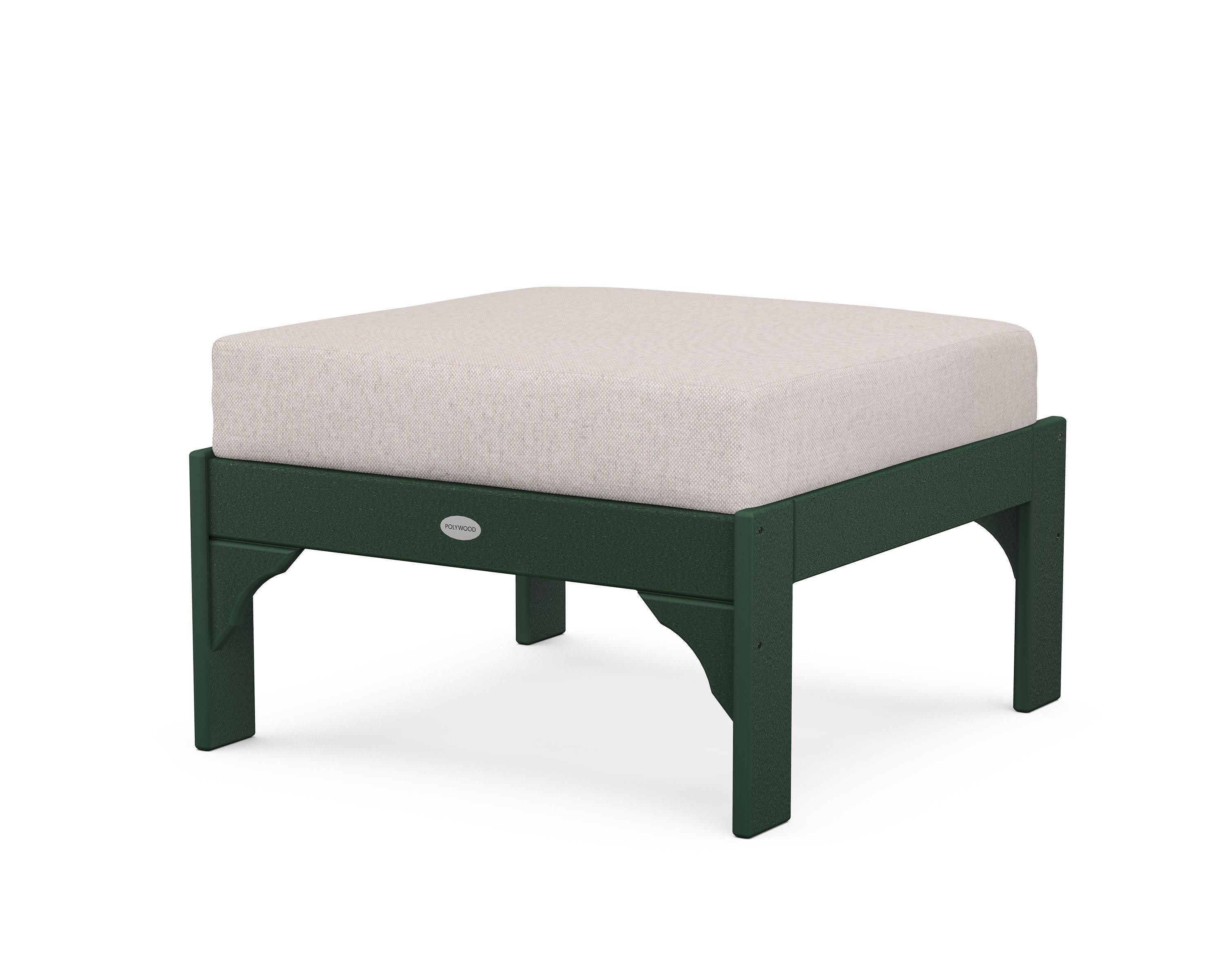 Vineyard Deep Seating Ottoman in Green / Dune Burlap