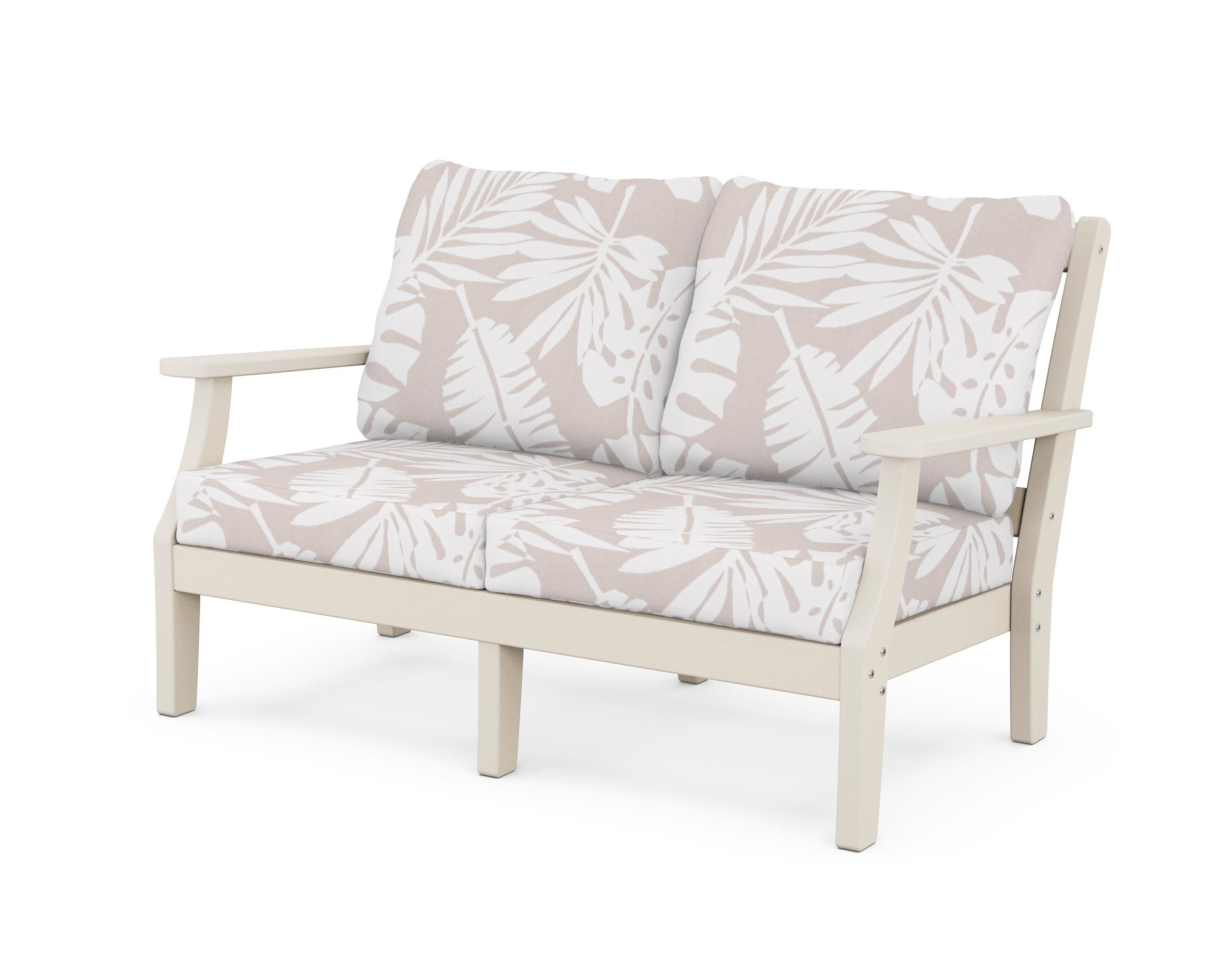 Chinoiserie Deep Seating Loveseat in Sand / Leaf Dune Burlap