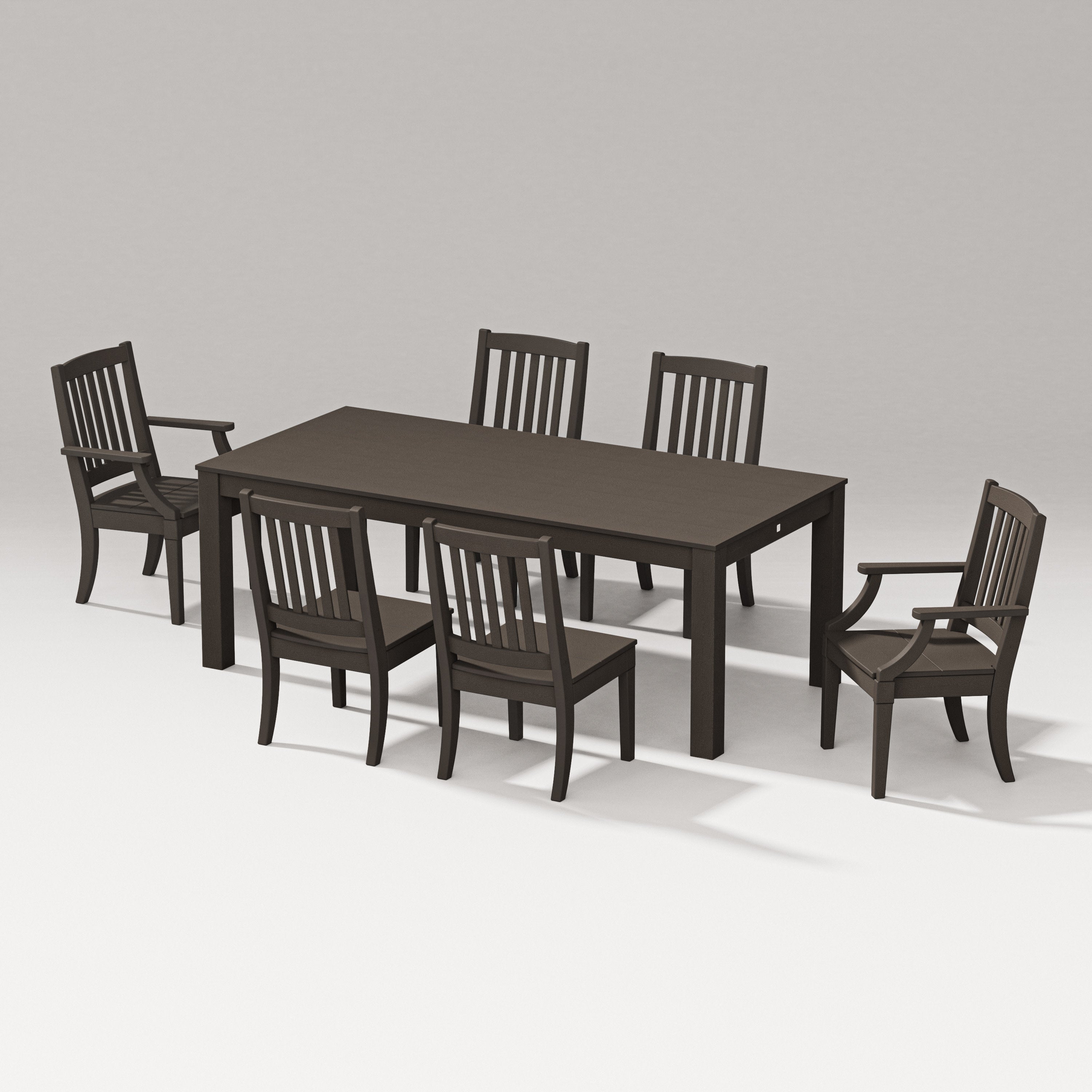 Estate 7-Piece Parsons Table Dining Set in Vintage Coffee