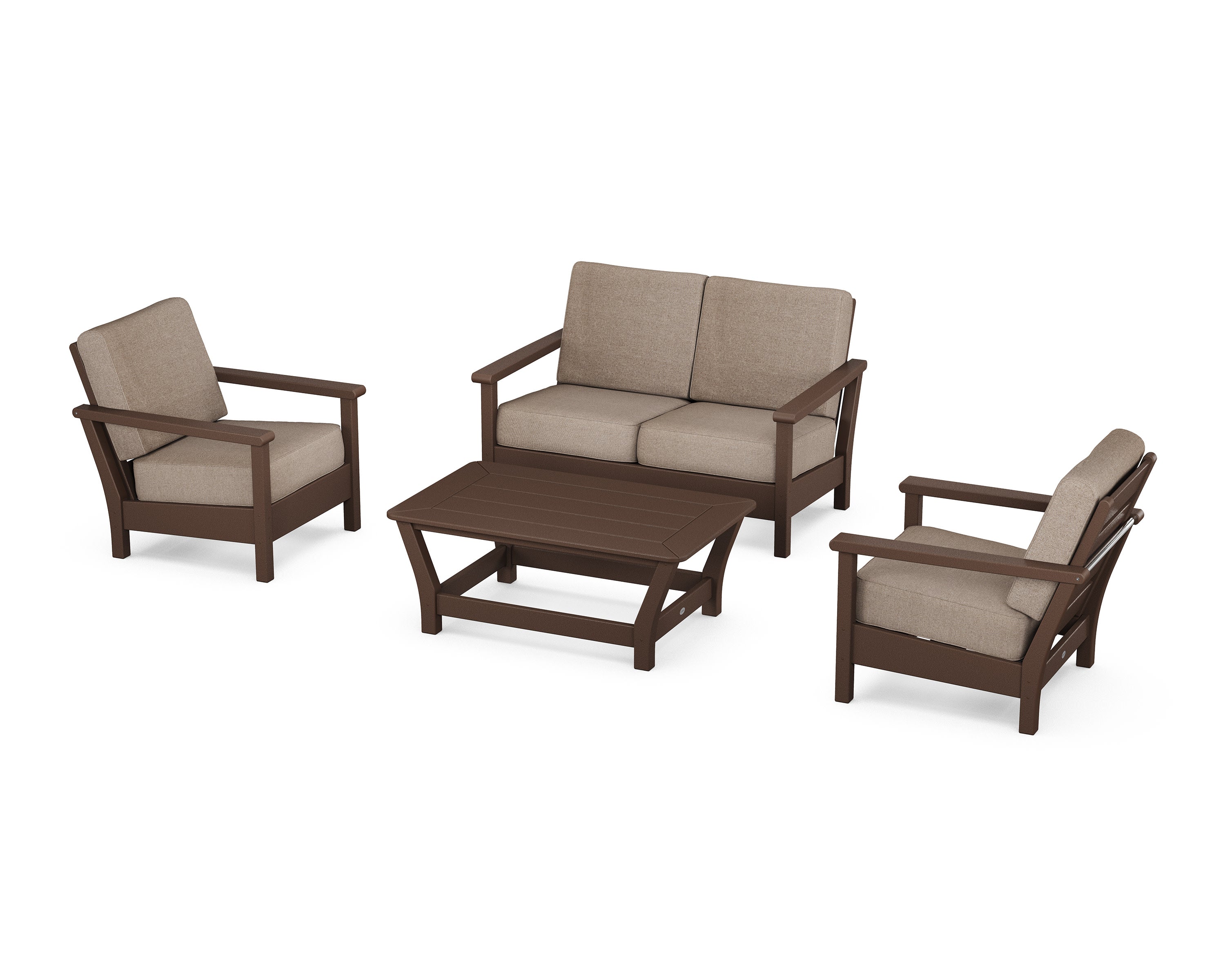 Harbour 4-Piece Deep Seating Set in Mahogany / Spiced Burlap