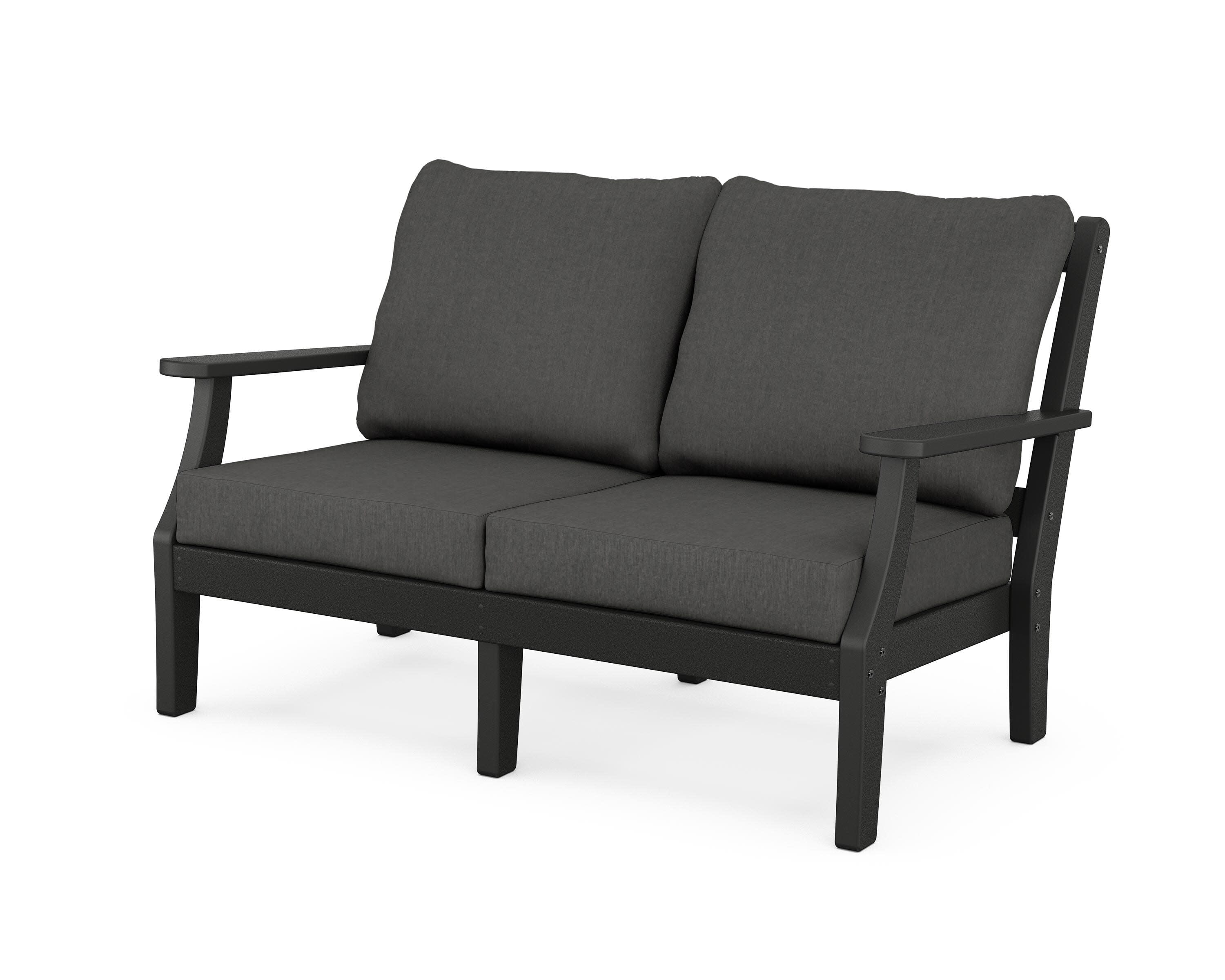 Chinoiserie Deep Seating Loveseat in Black / Spectrum Carbon