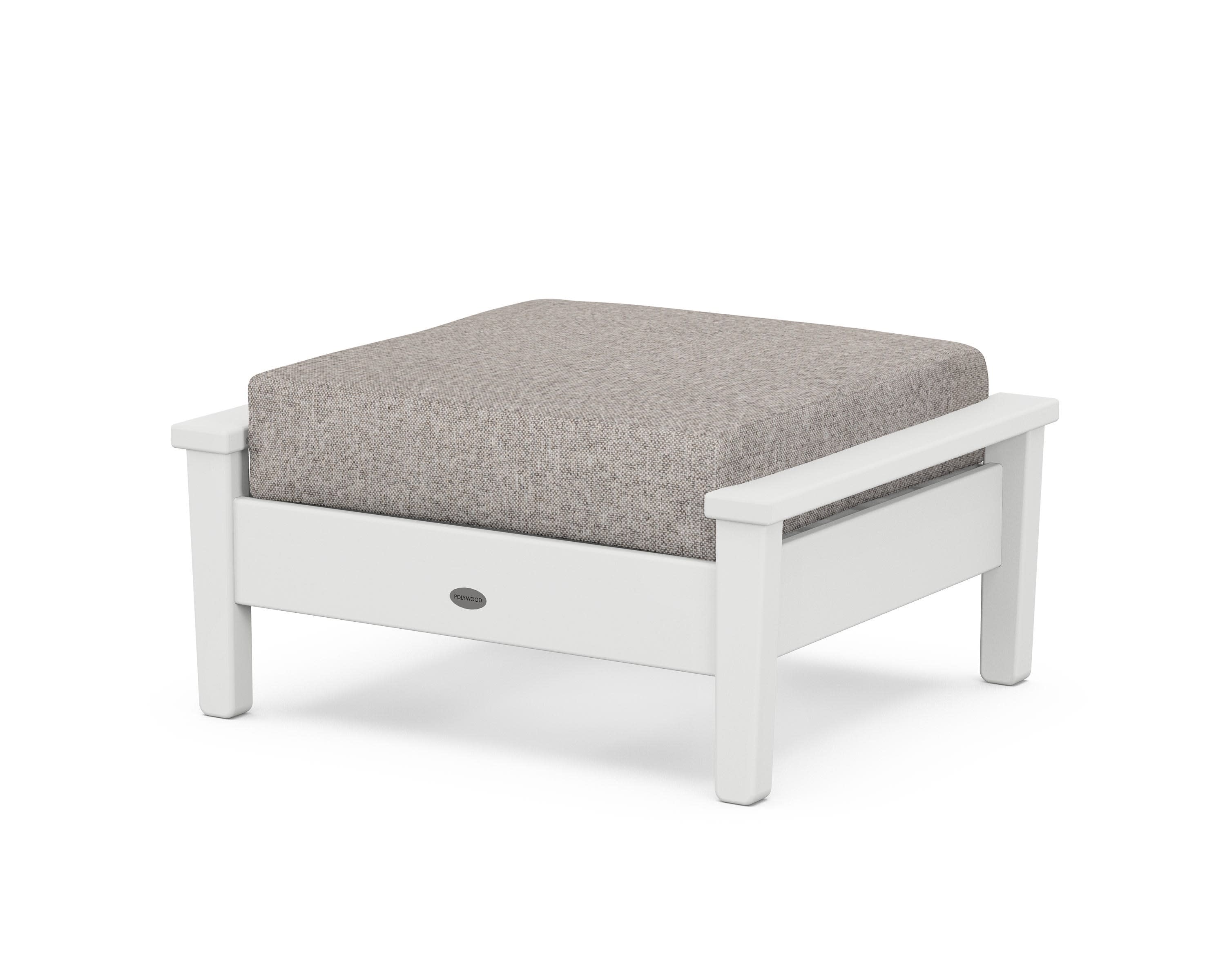 Prescott Deep Seating Ottoman in White / Weathered Tweed