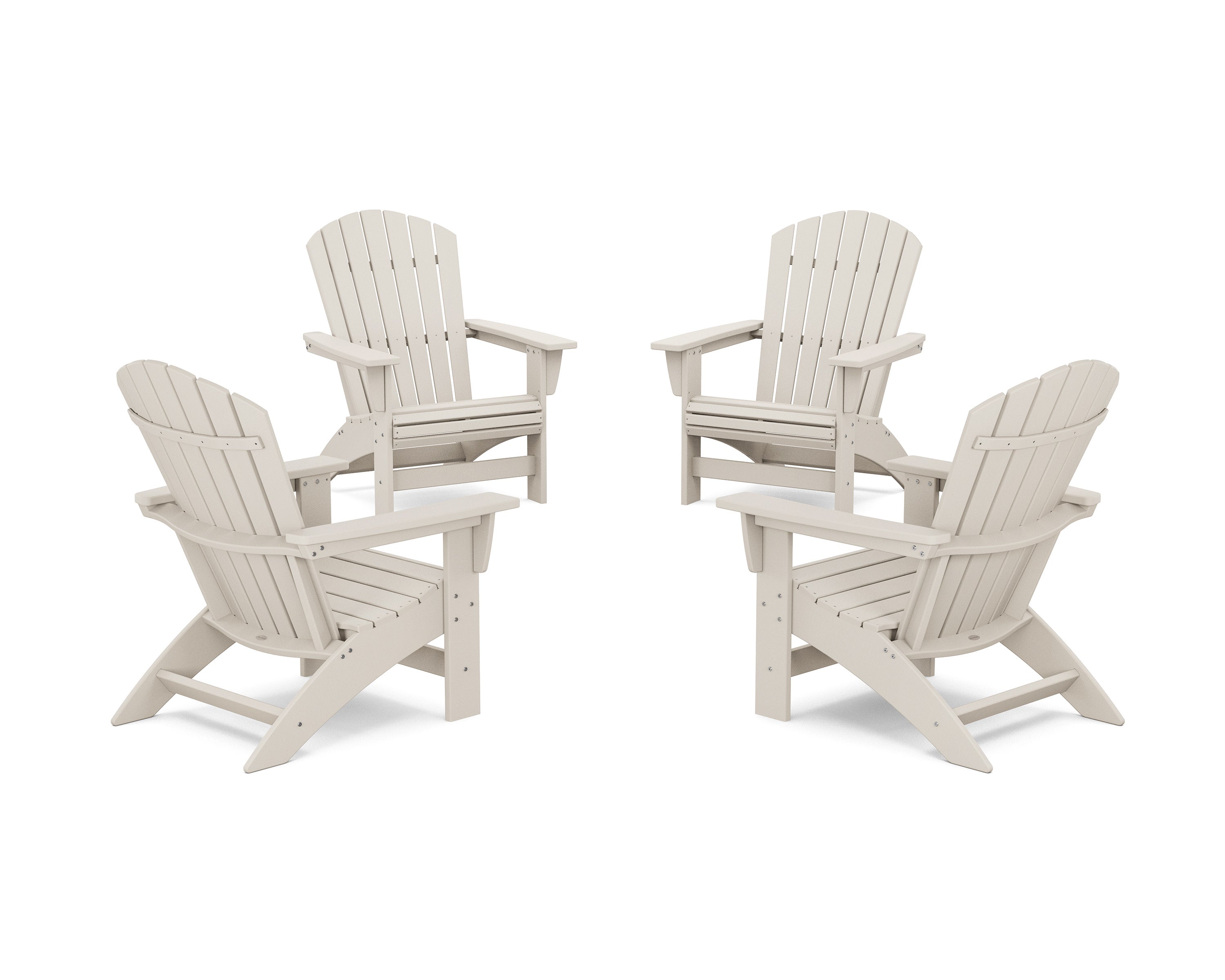 4-Piece Nautical Grand Adirondack Chair Conversation Set in Sand