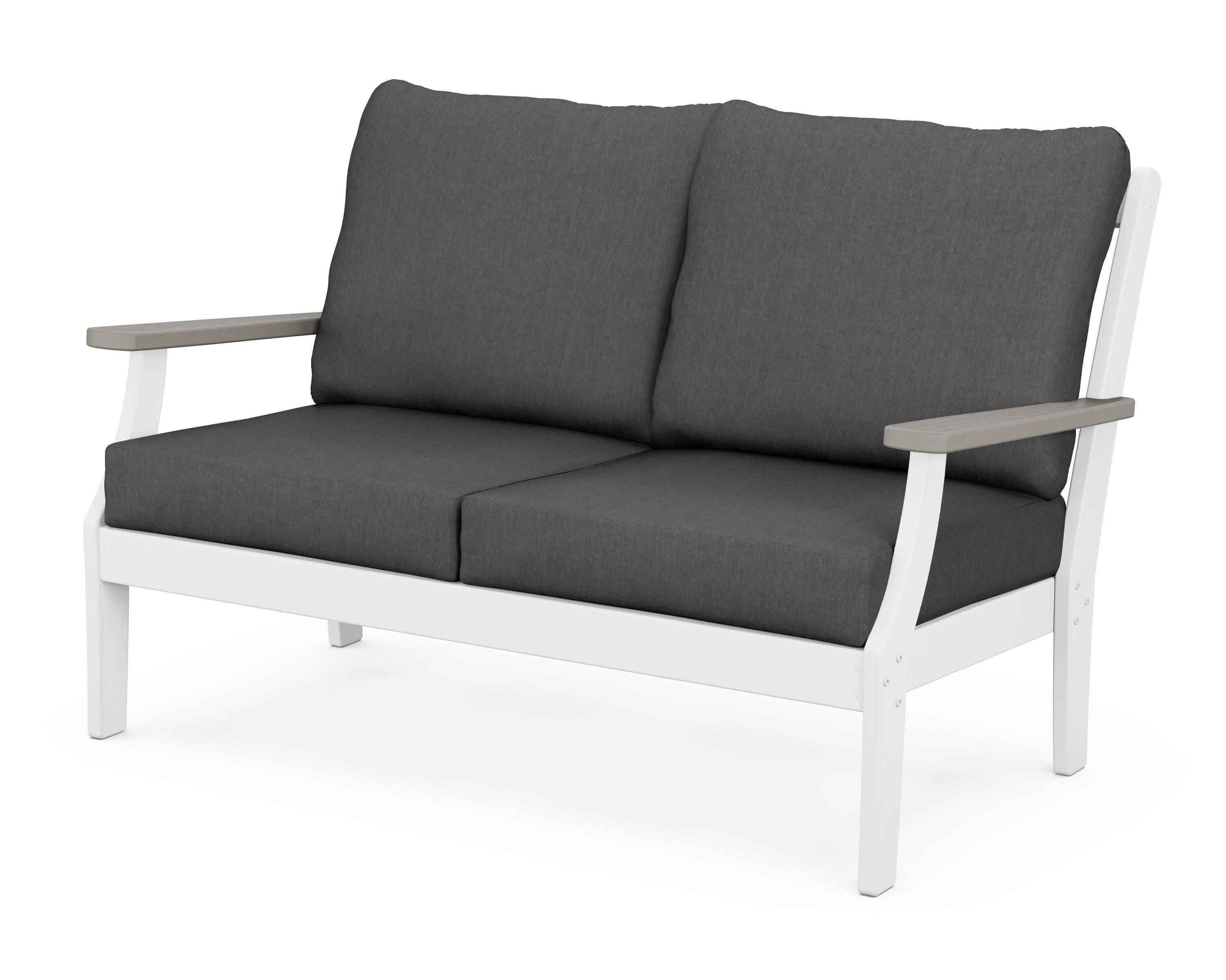 Braxton Deep Seating Loveseat in White / Driftwood / Spectrum Carbon