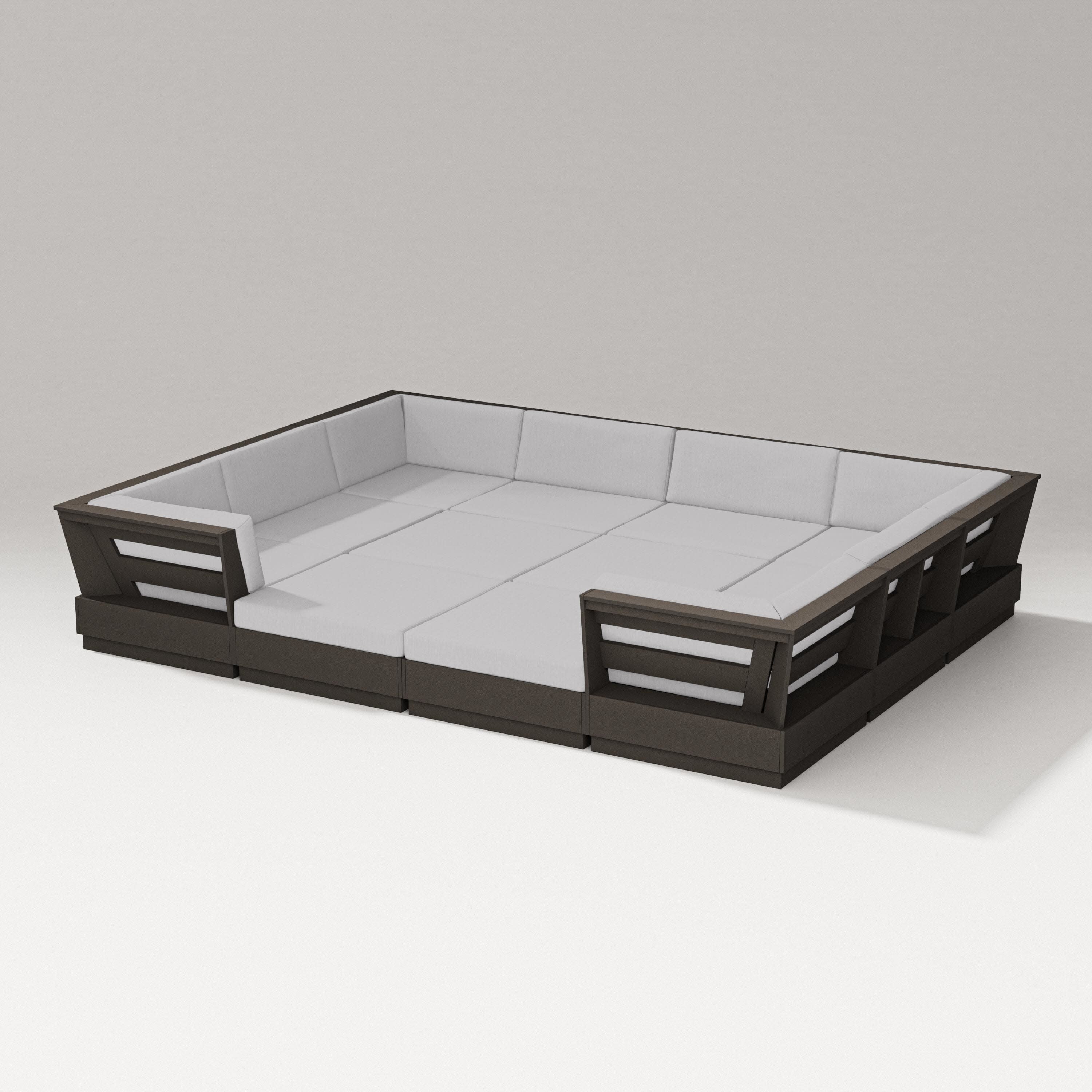 Elevate 12-Piece Pit Sectional in Vintage Coffee / Granite