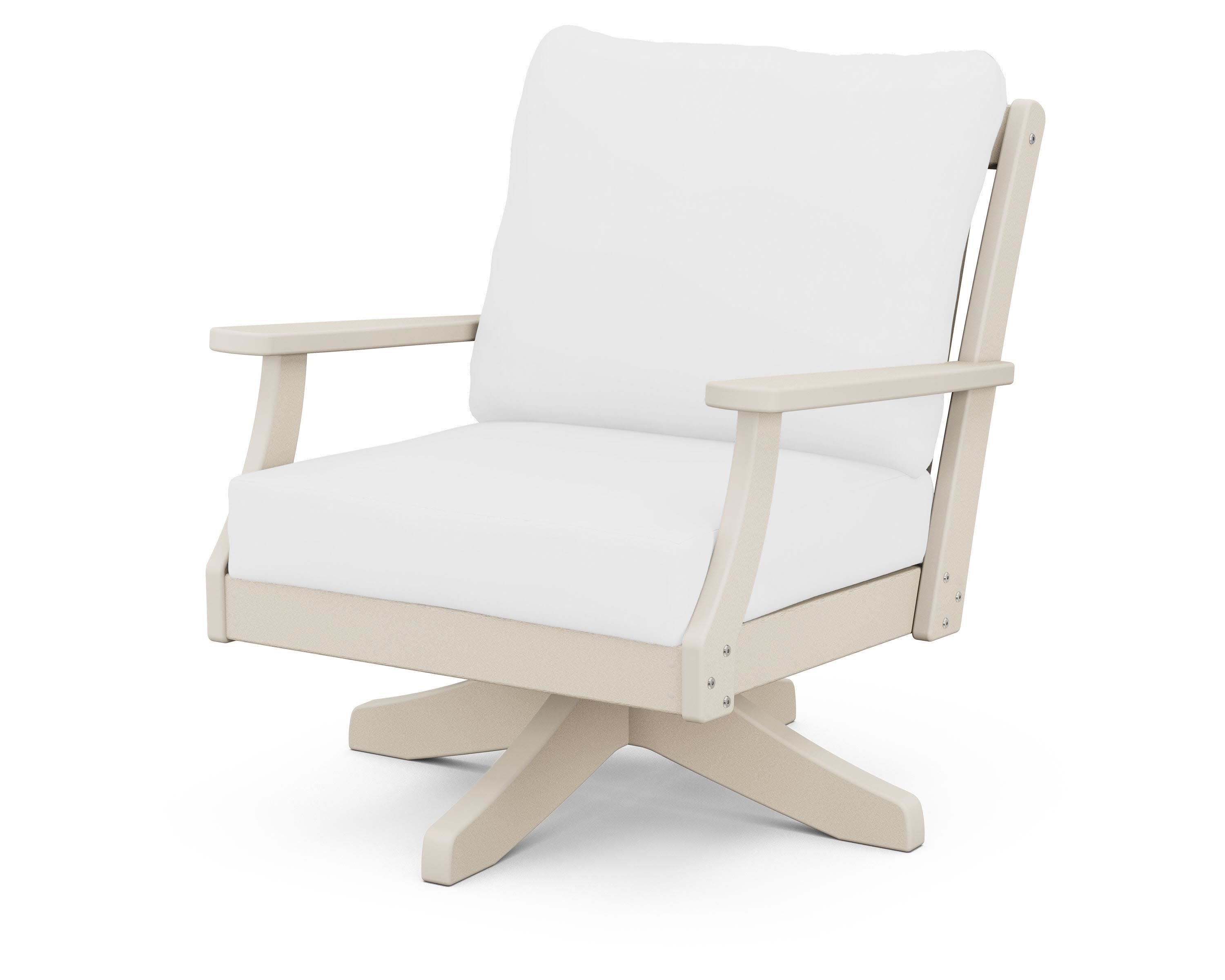 Braxton Deep Seating Swivel Chair in Sand / Natural