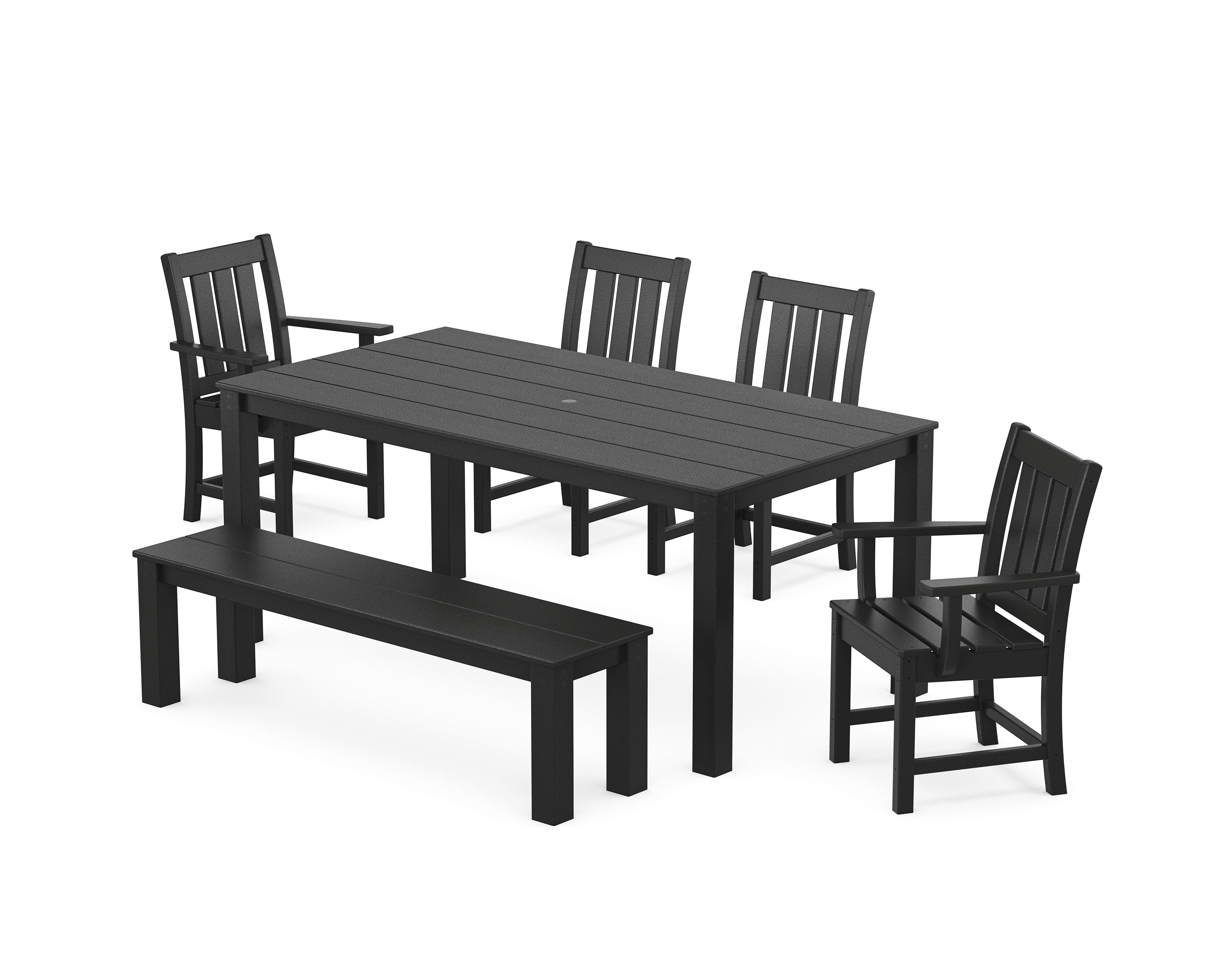 Oxford 6-Piece Parsons Dining Set with Bench in Black