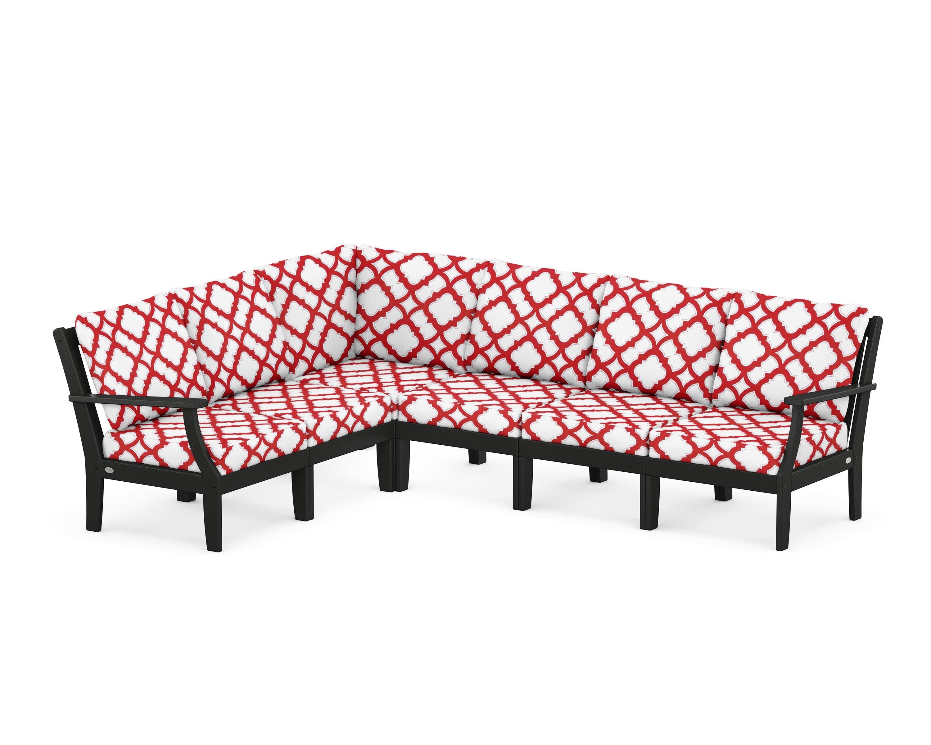 Braxton Modular 6-Piece Deep Seating Set in Black / Trellis Crimson
