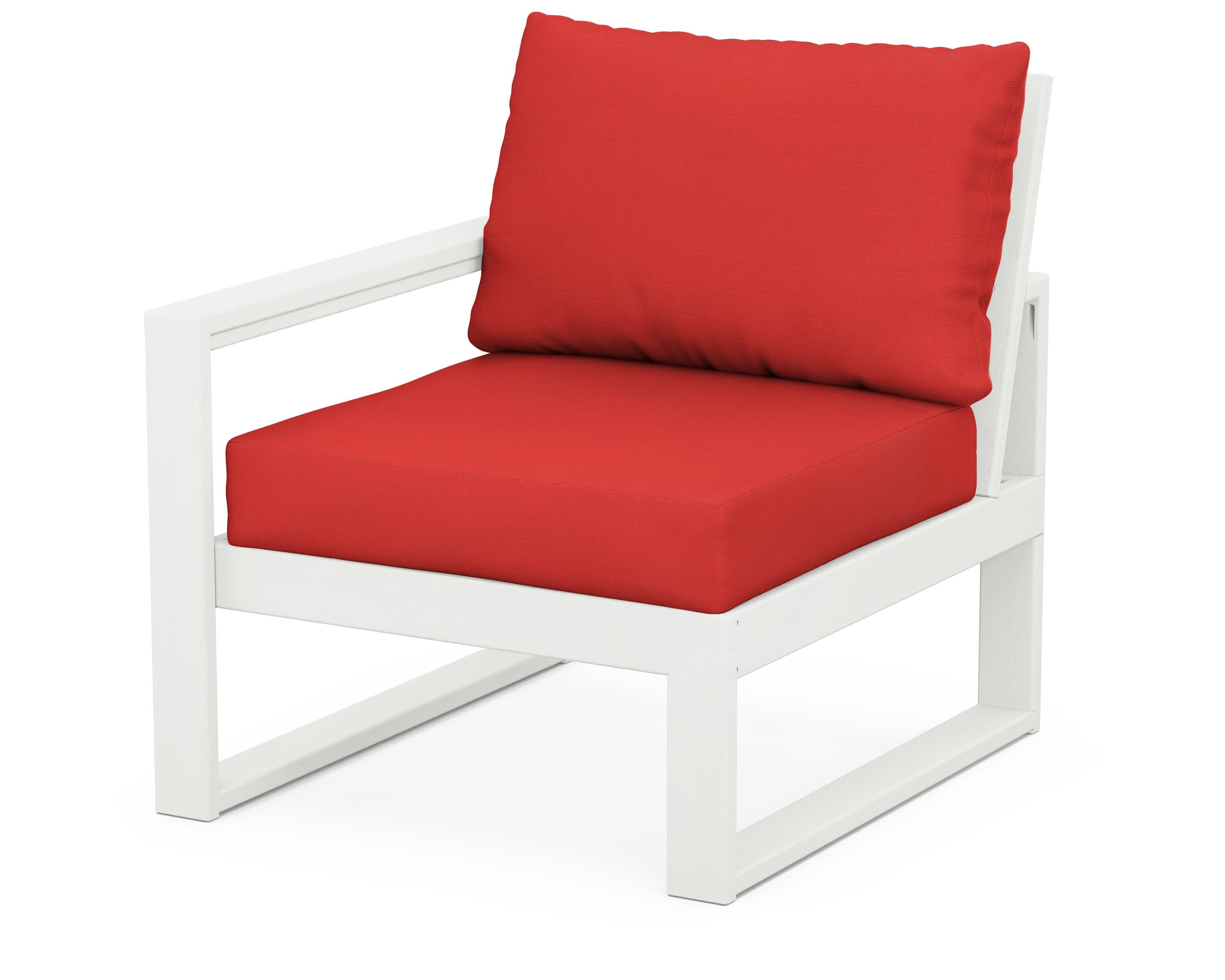 EDGE Modular Left Arm Chair in Vintage White / Crimson Linen