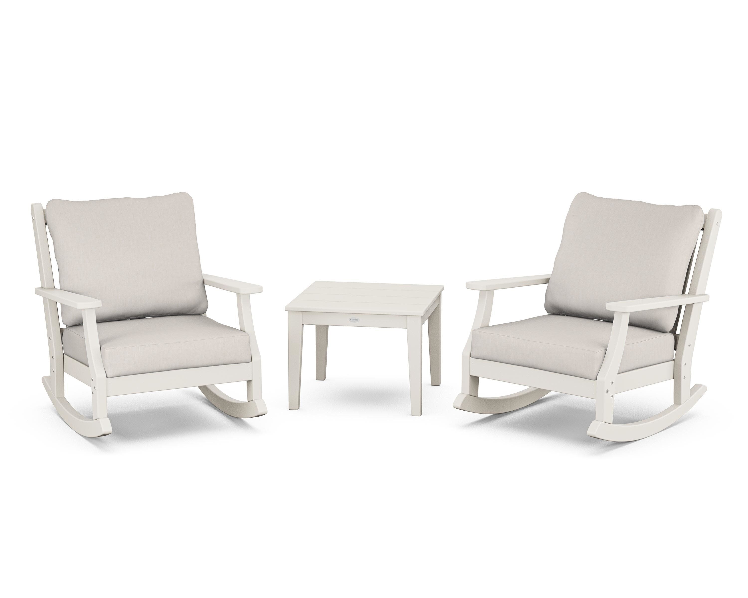 Wovendale 3-Piece Deep Seating Rocker Set in Sand / Cast Ash