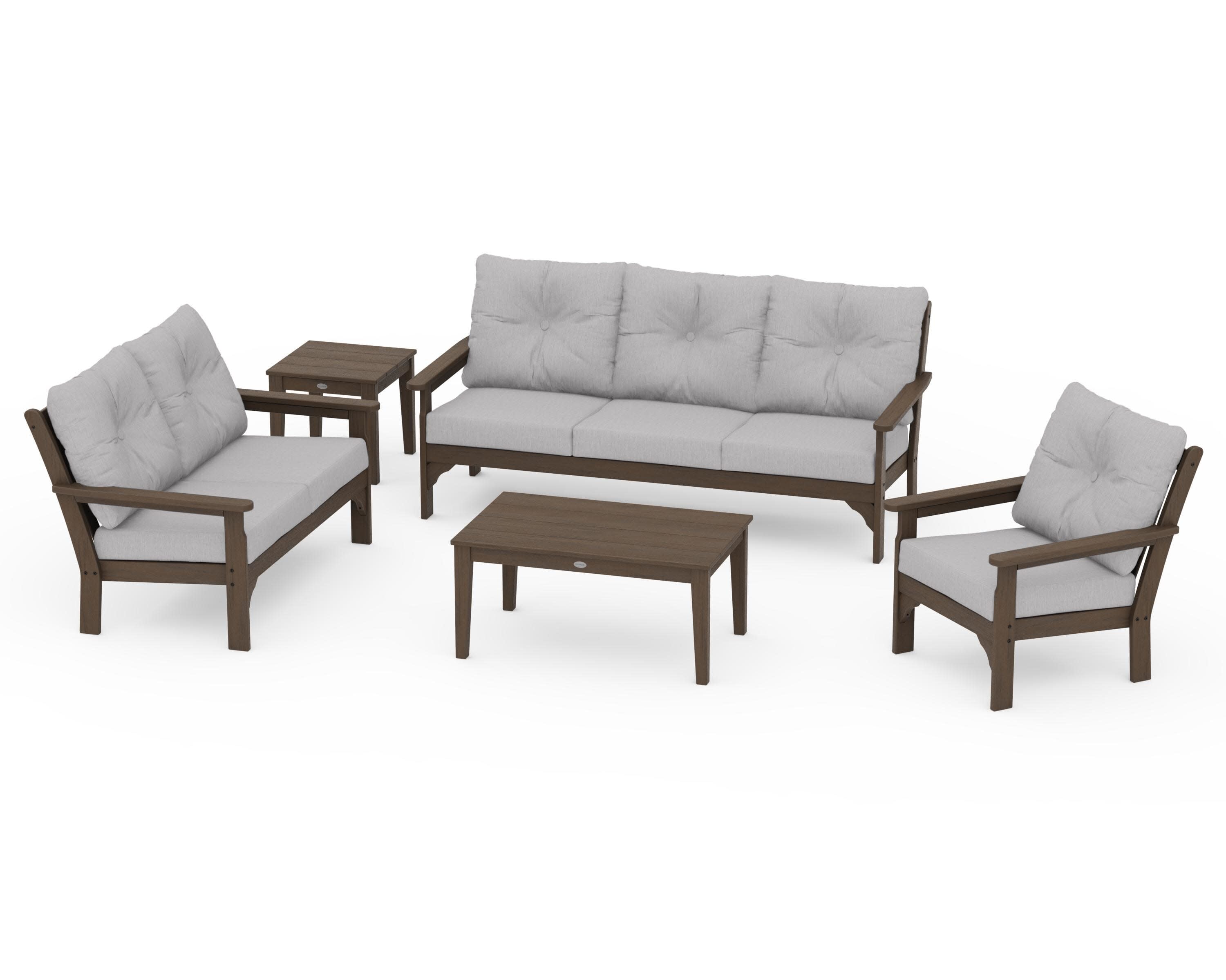 Vineyard 5 Piece Deep Seating Set in Kona / Granite