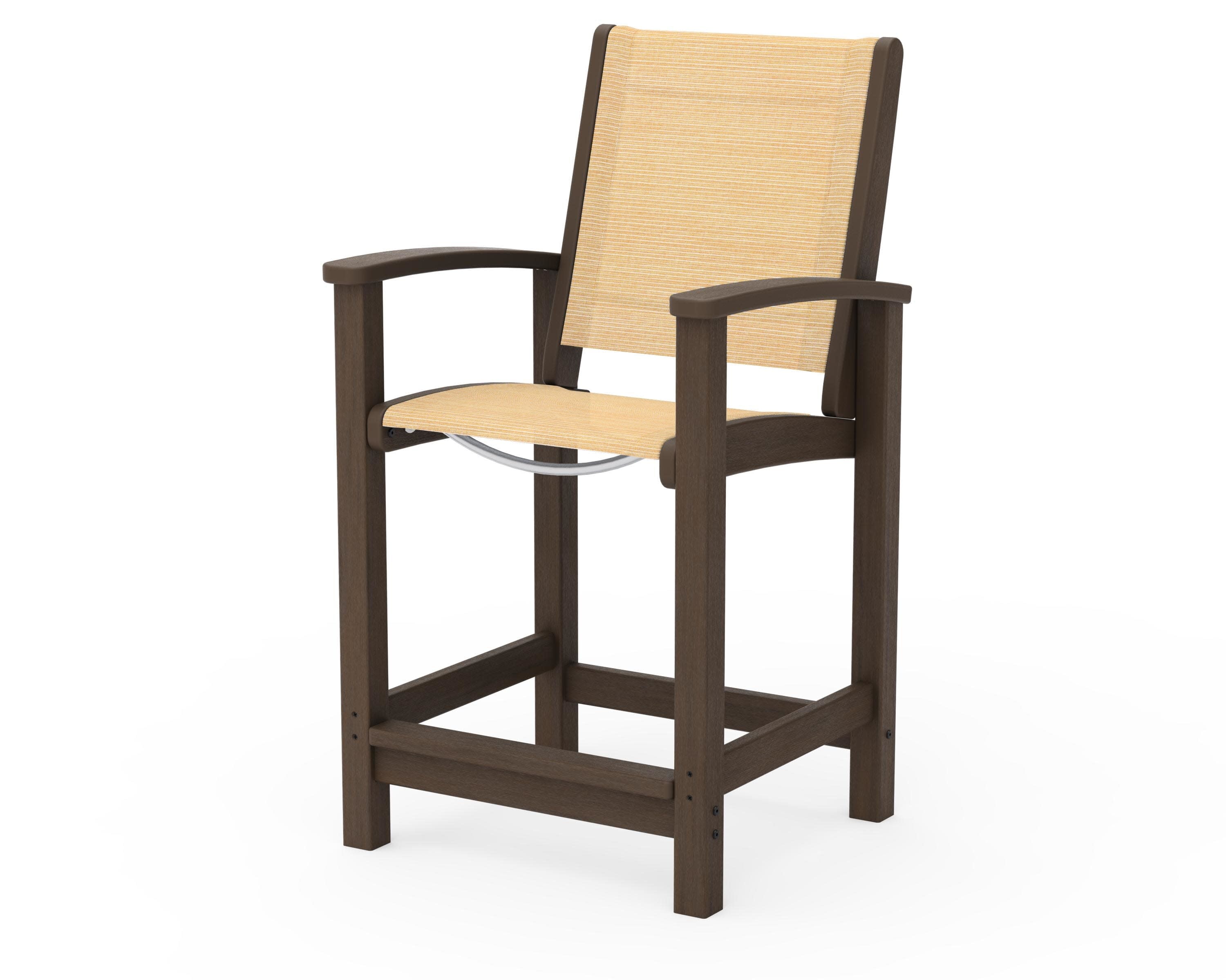 Coastal Counter Chair in Kona / Dupioni Apricot Sling